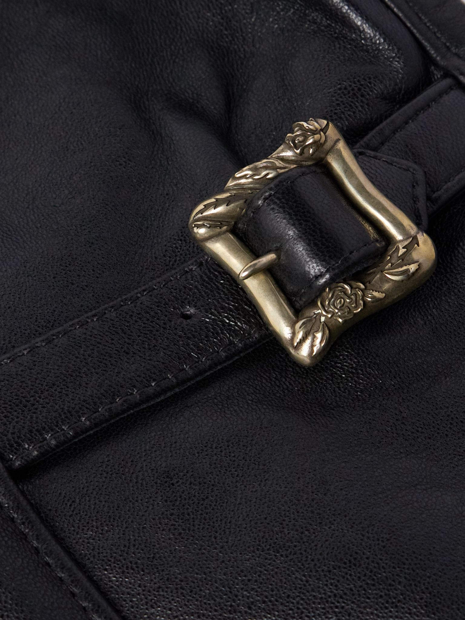 Sunday Drive Logo-Print Leather Blazer Black - 7