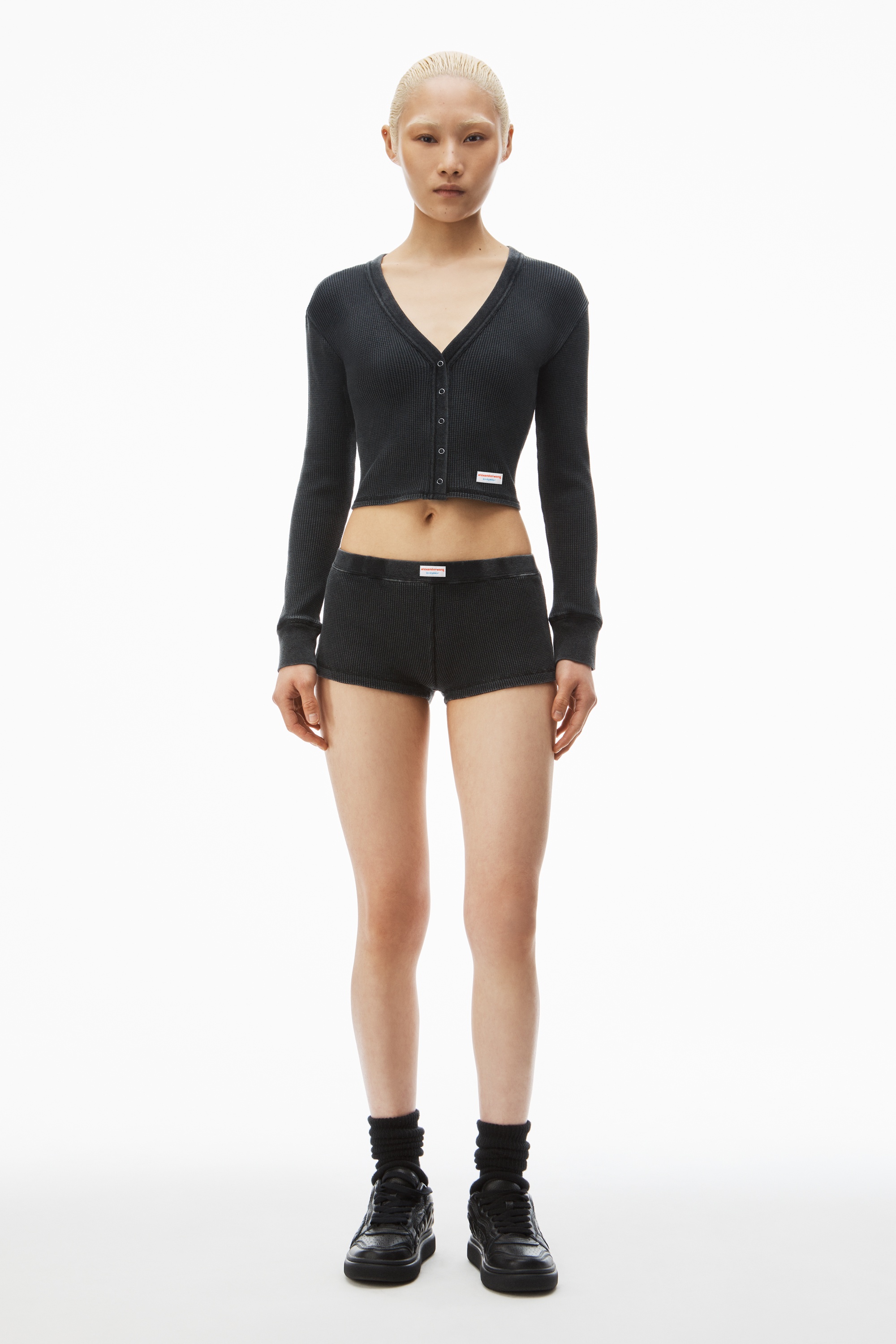cardigan in waffle-knit cotton stretch - 6