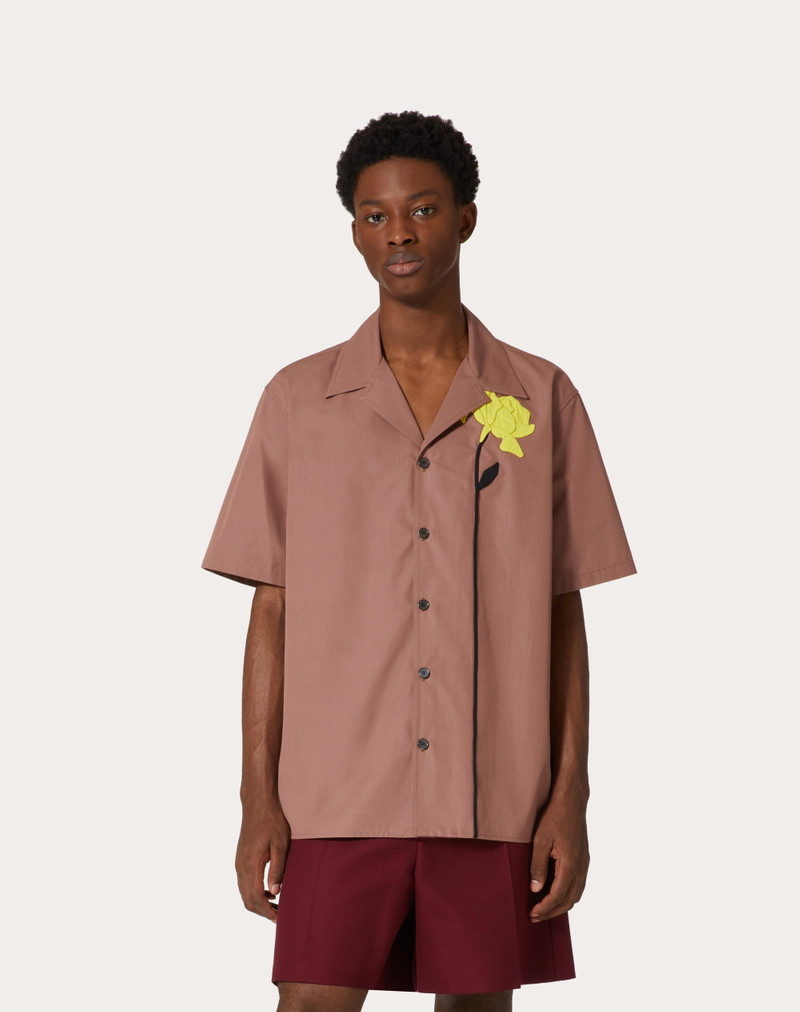 COTTON POPLIN BOWLING SHIRT WITH FLORAL CUT-OUT EMBROIDERY 3