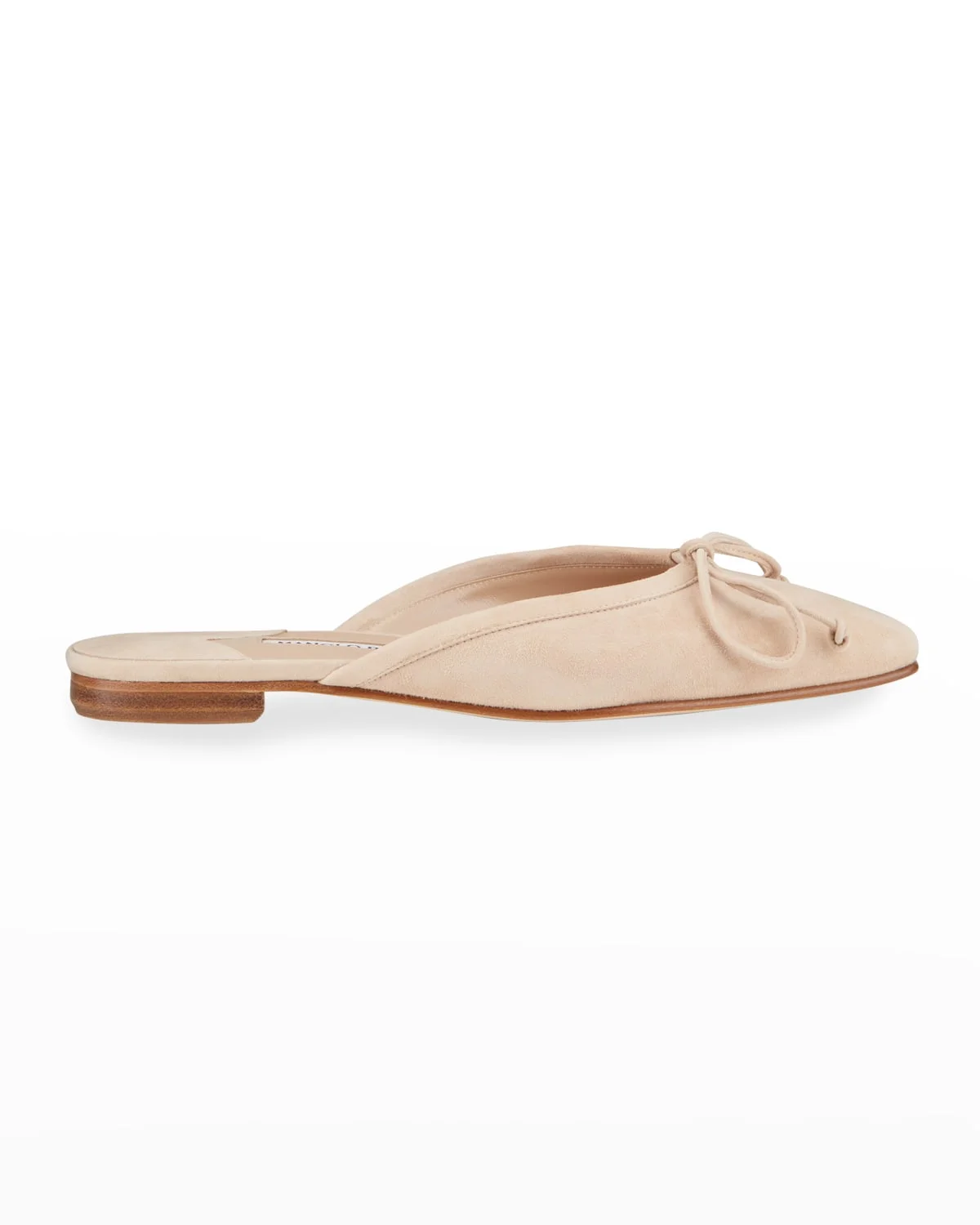 Ballerimu Suede Bow Ballerina Flat Mules, Nude - 1