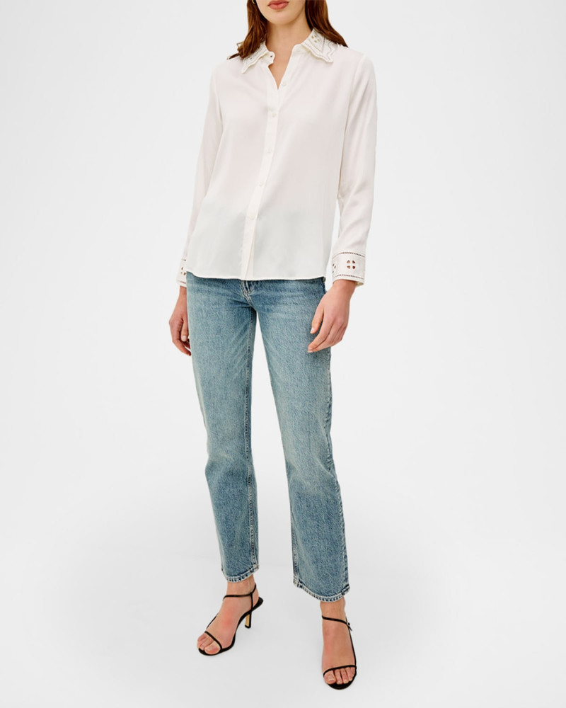Rails Clarise Silk Scallop-Trimmed Shirt outlook