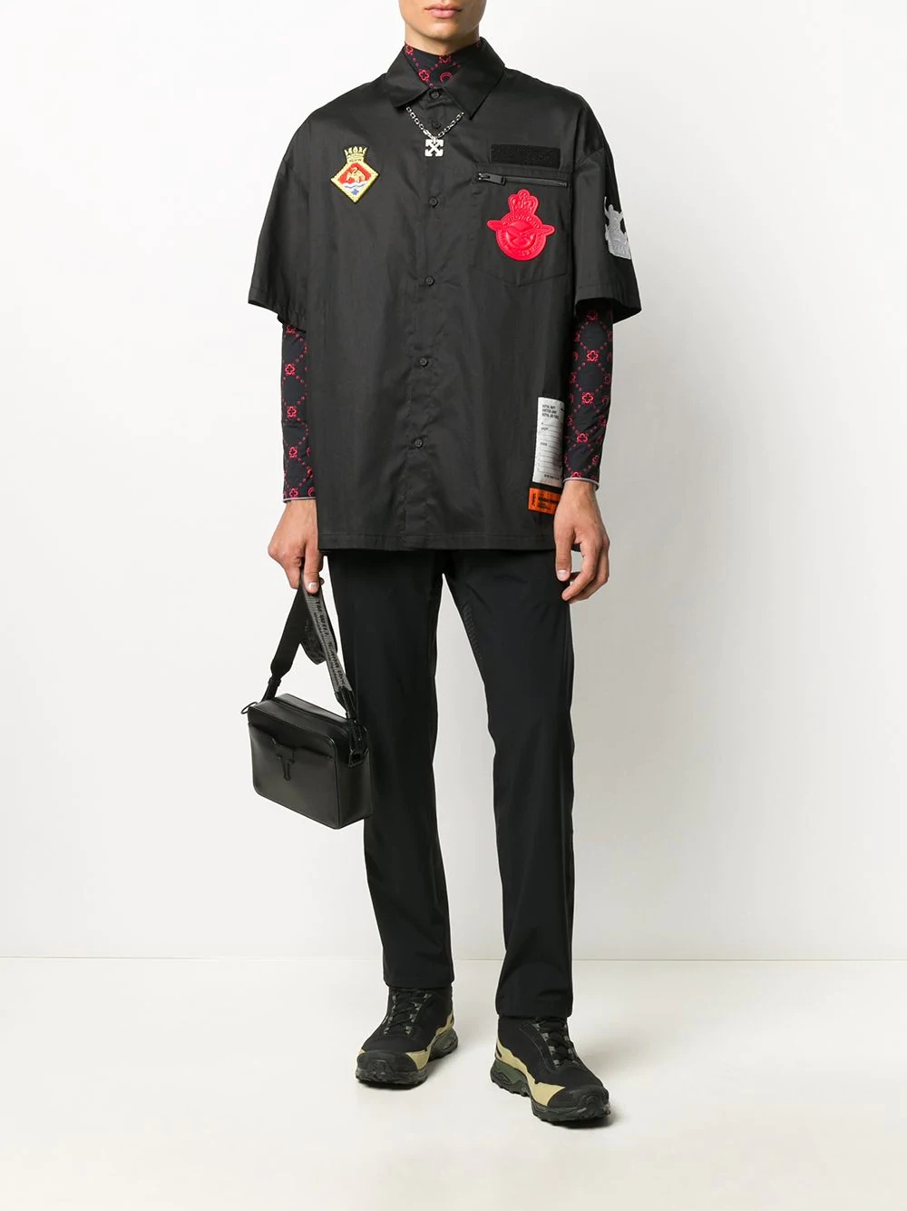 logo patches oversized shirt - 2