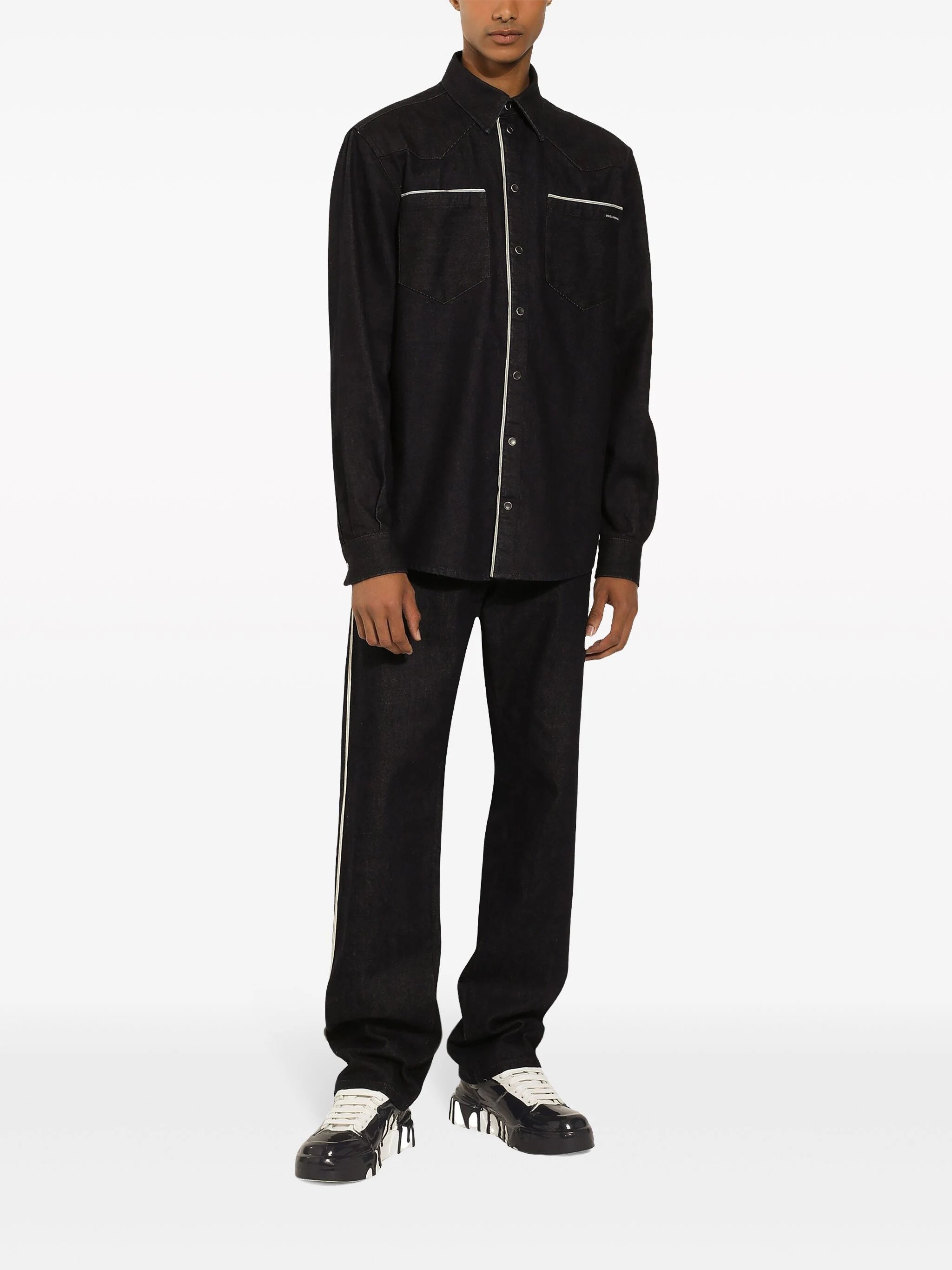 CONSTRASTIM-TRIM DENIM SHIRT - 2