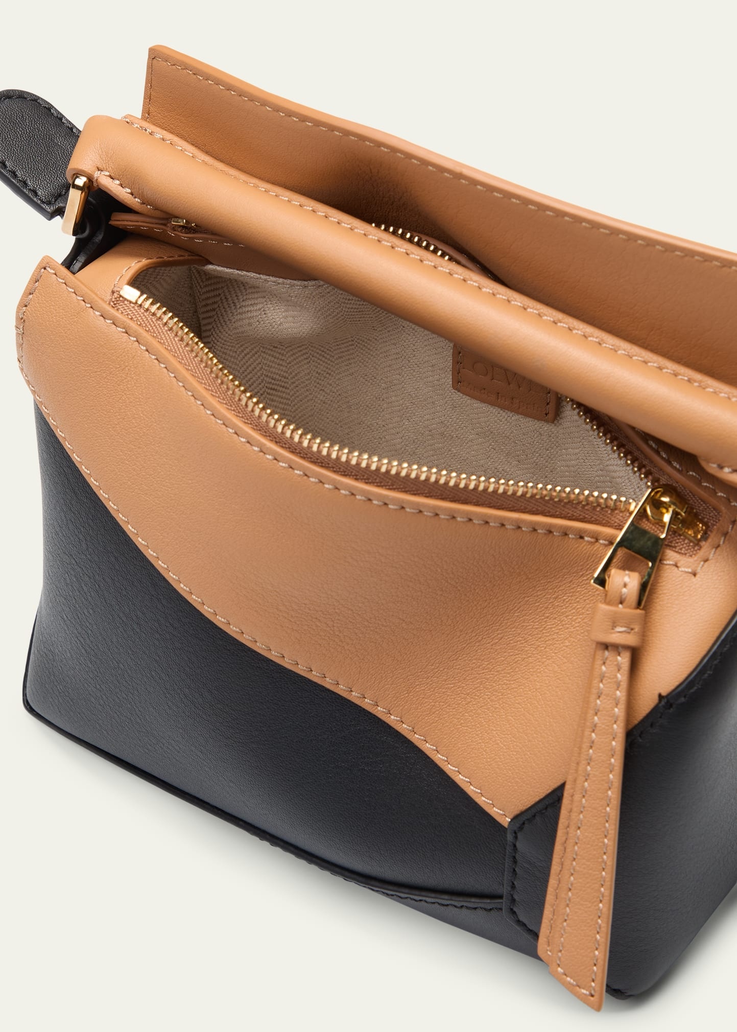 Mini Puzzle Edge Bicolor Top-Handle Bag - 4