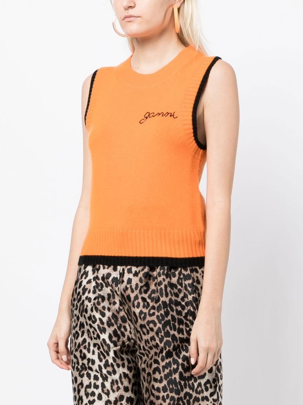 sleeveless wool-blend top - 3