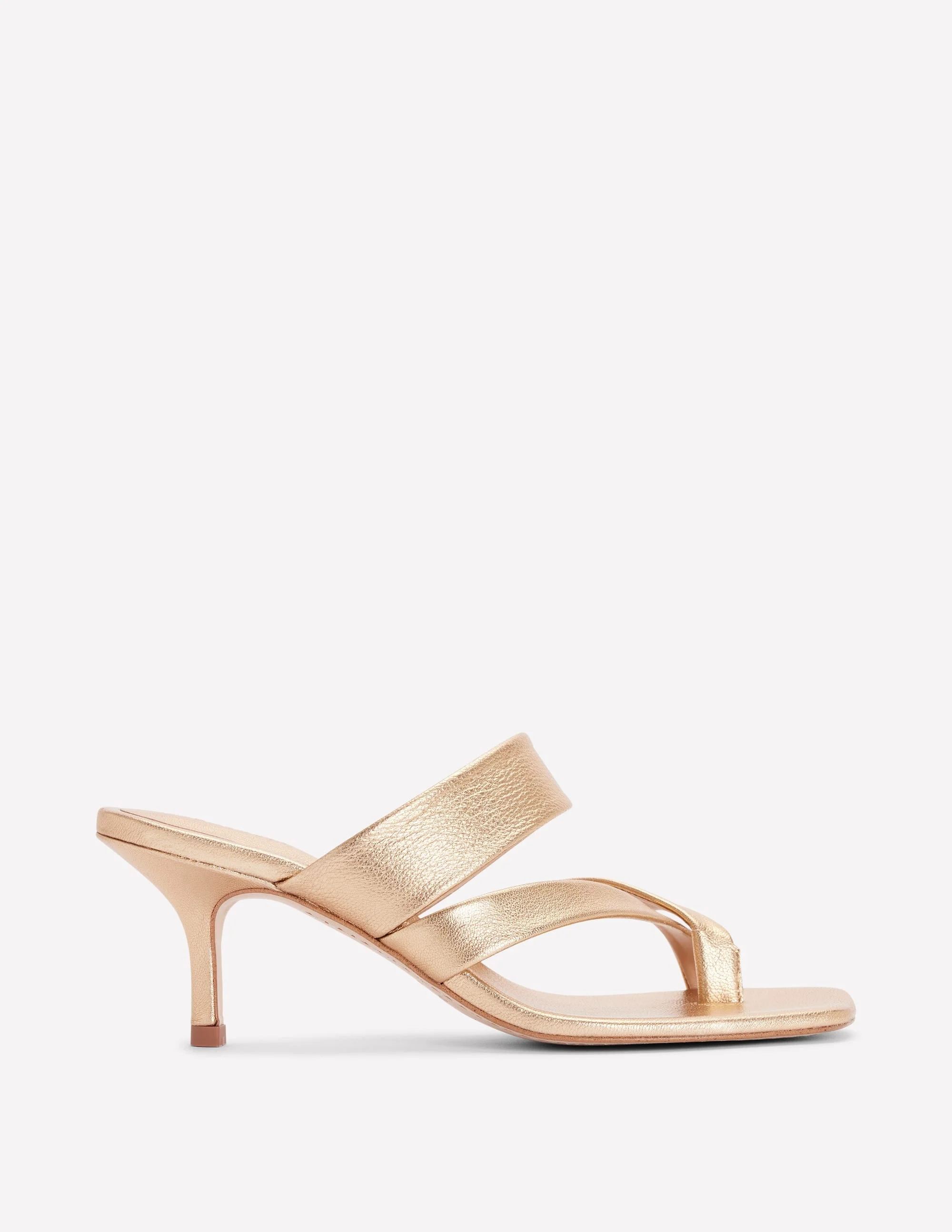 Toe Post Kitten Heels-Gold - 1
