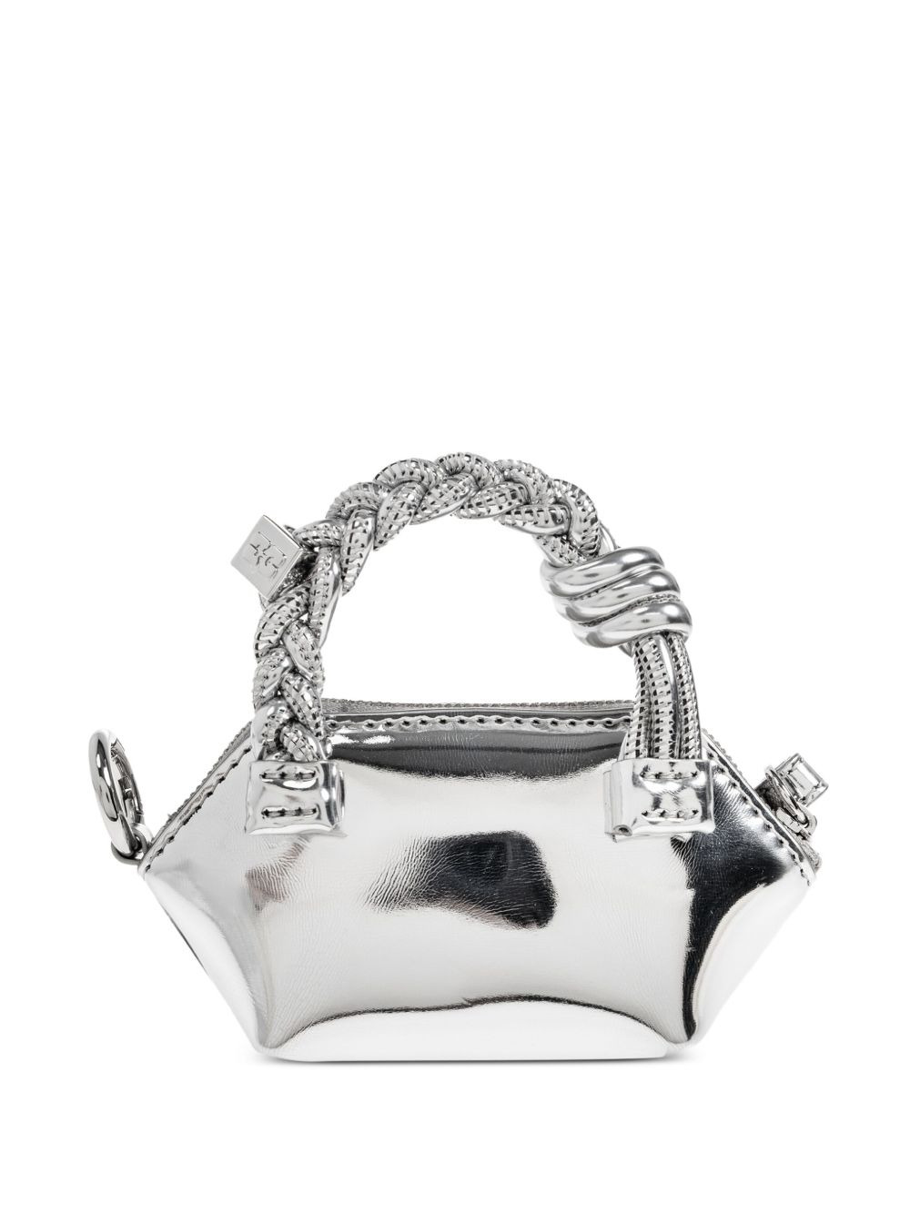 braided-handle metallic-effect pouch bag charm - 3