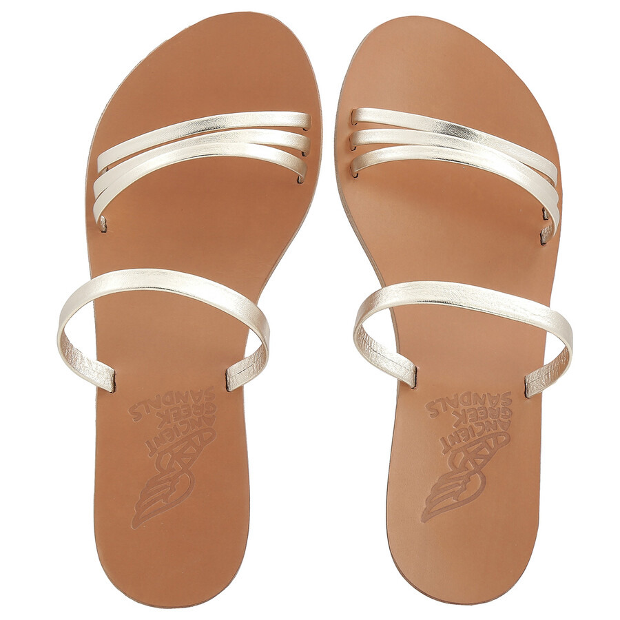 Ancient Greek Sandals Ladies Platinum Siopi Heel Sandals - 4