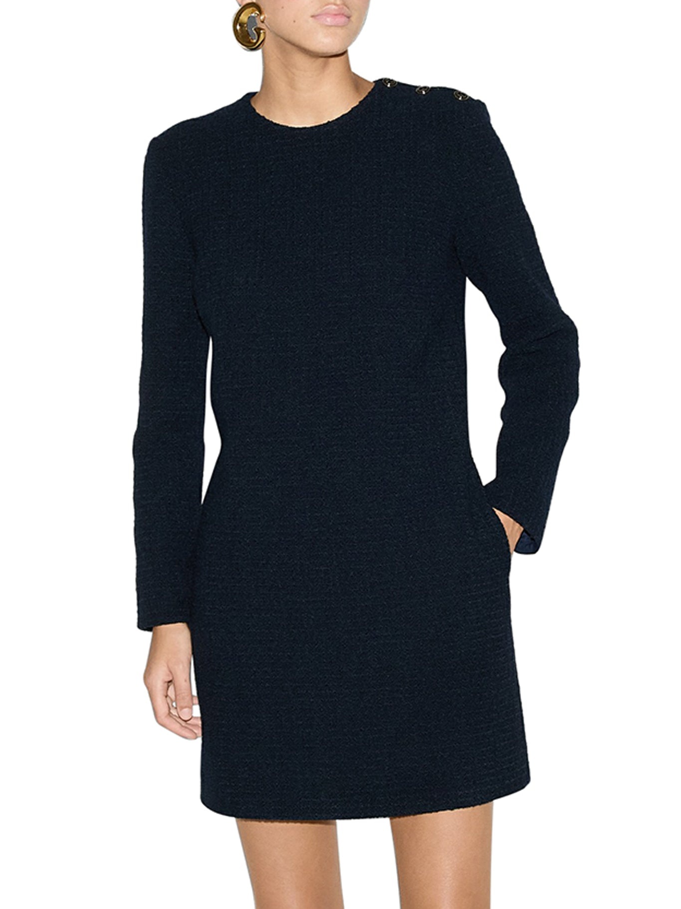 CHECKED BOUCLÉ WOOL DRESS - 4