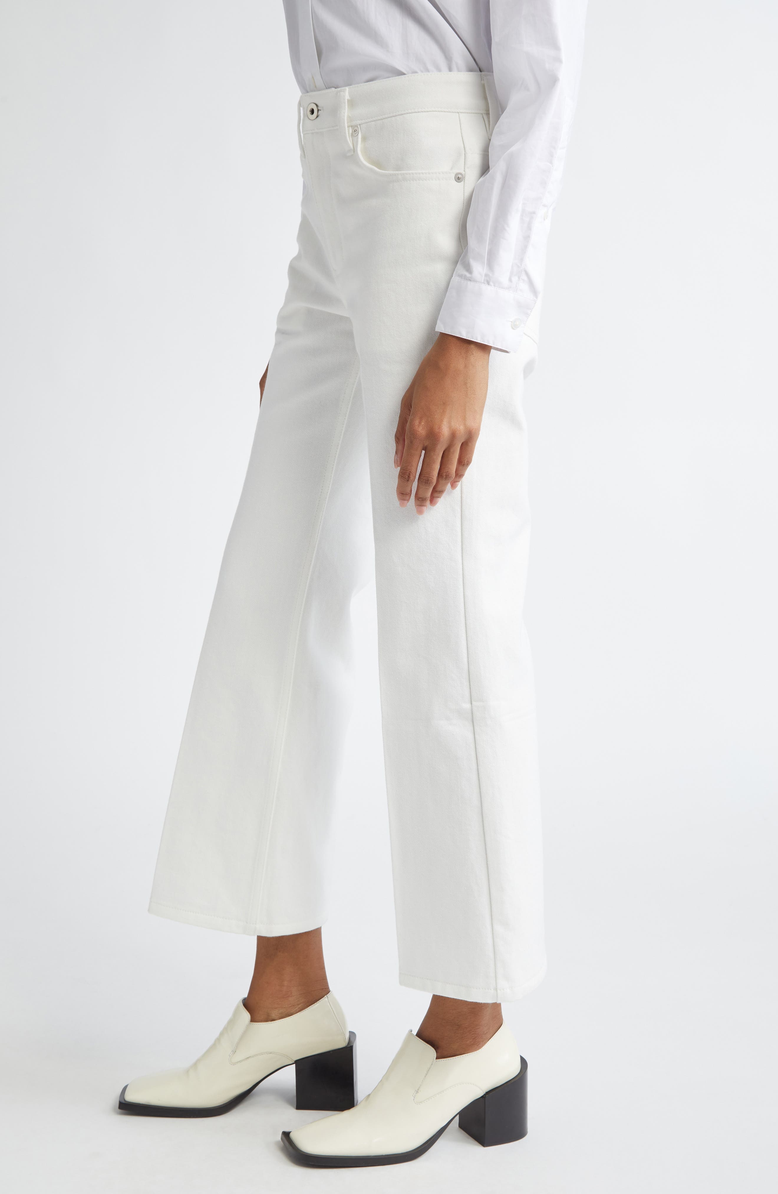 Jil Sander Crop Flare Leg Jeans in Optic White at Nordstrom - 4