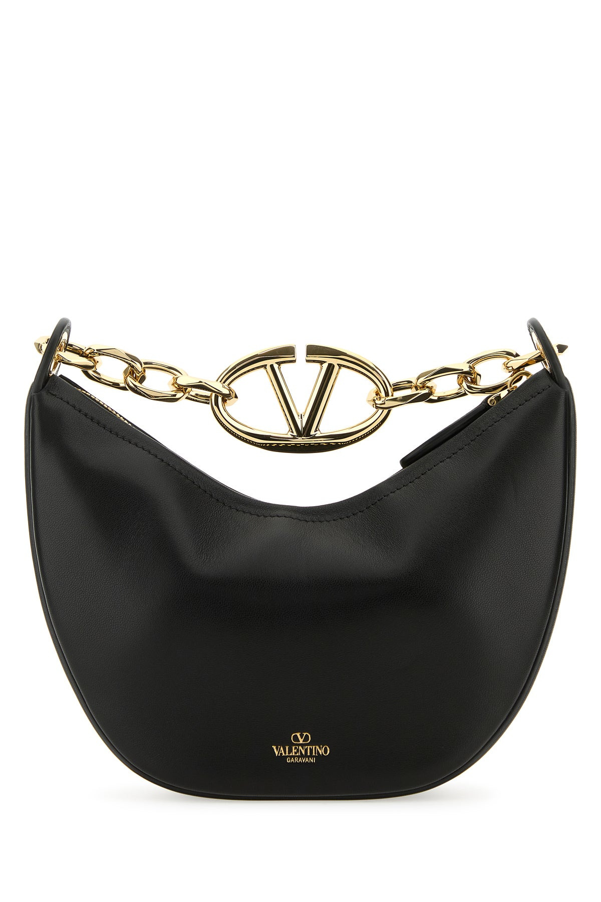 Black leather small Hobo VLogo Moon handbag - 3