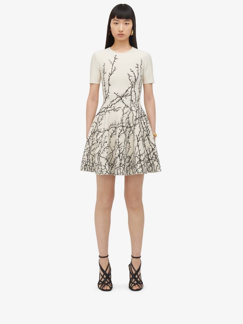 Women's Thorn Branches Mini Dress in Ivory/black - 1