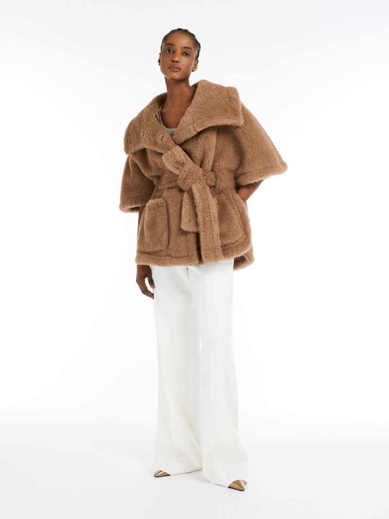 Max Mara AMATO Teddy-fabric belted cape outlook
