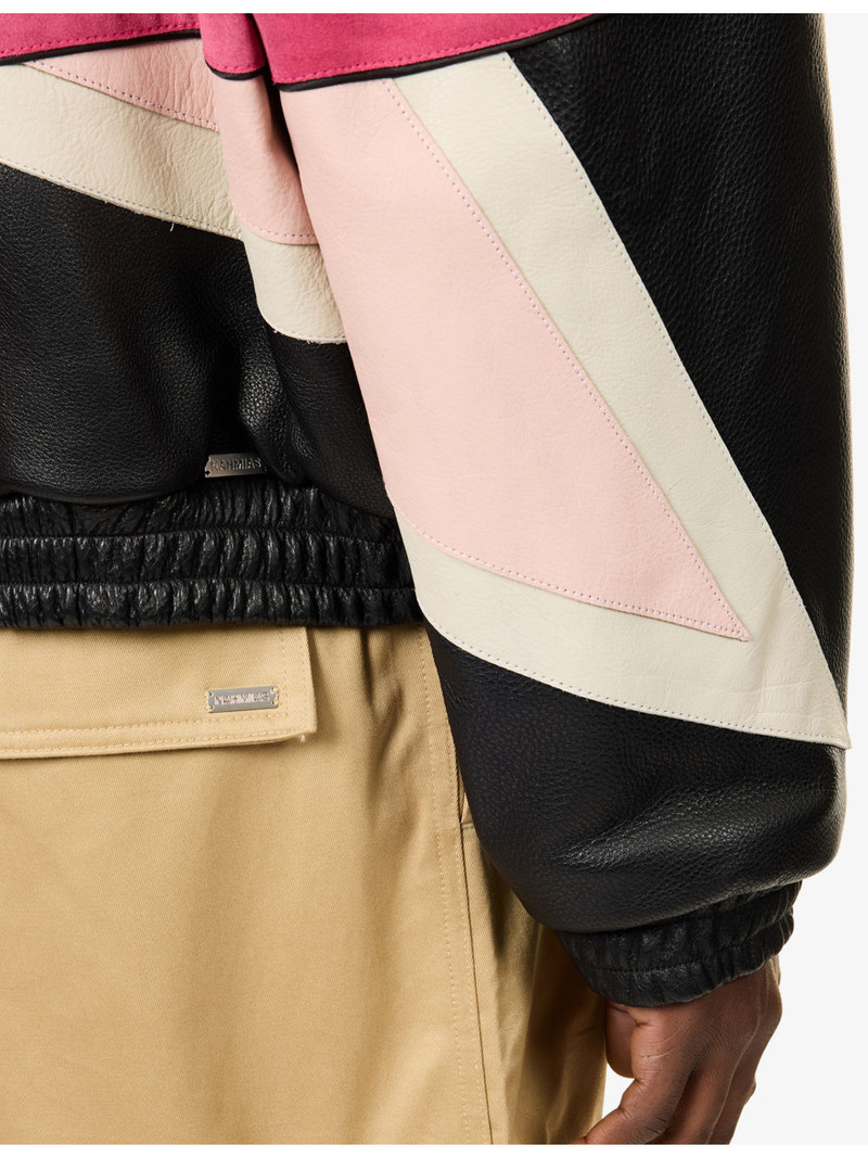Bomber Contrast-Panel Leather Bomber Jacket 5