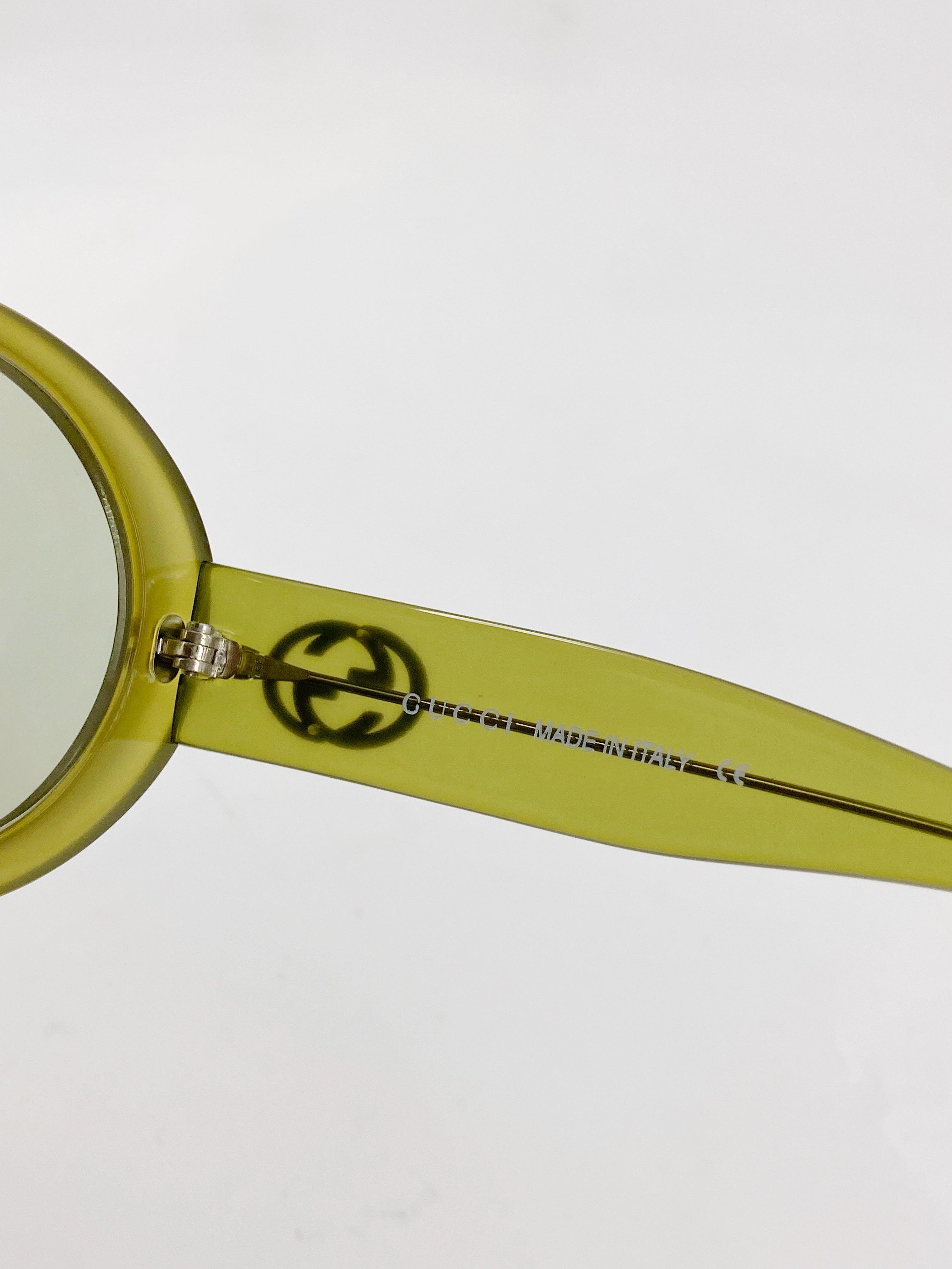 Gucci Fall 1995 Tom Ford Olive Green Oversized Oval Sunglasses - 6