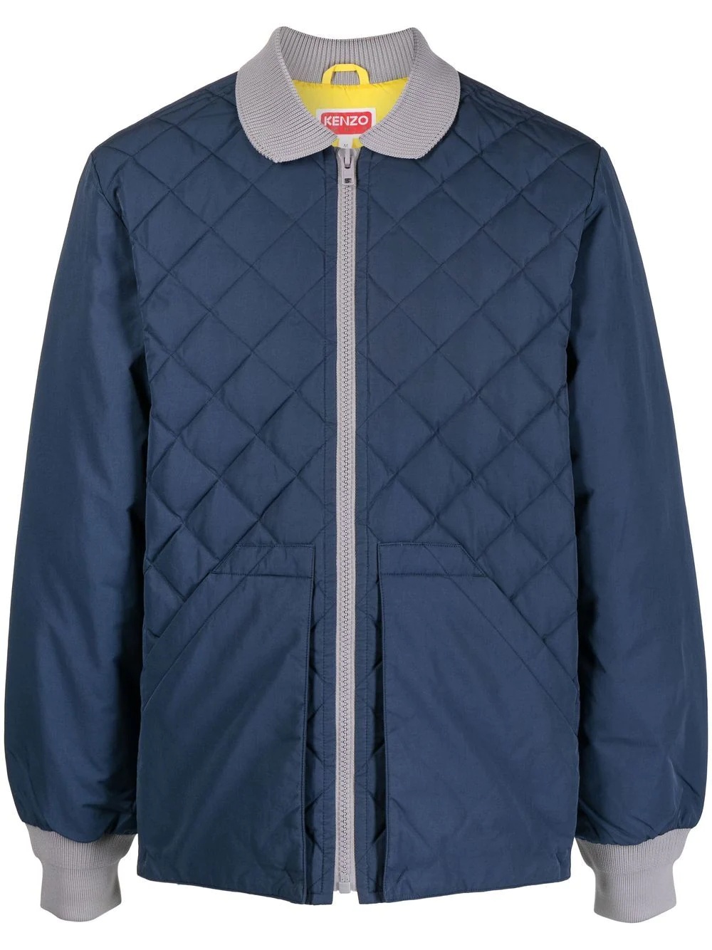 two-tone diamond-quilt jacket - 1