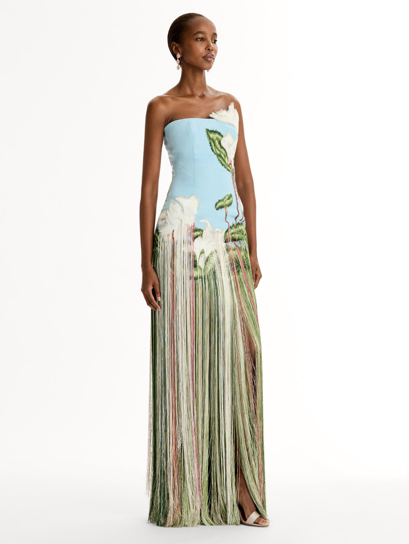 CHINÉ CYCLAMEN THREADWORK FRINGE GOWN 4