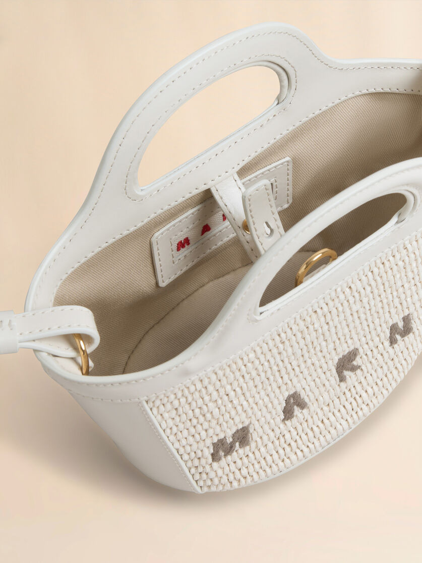 TROPICALIA MICRO BAG IN LIGHT BLUE LEATHER AND RAFFIA-EFFECT FABRIC - 3
