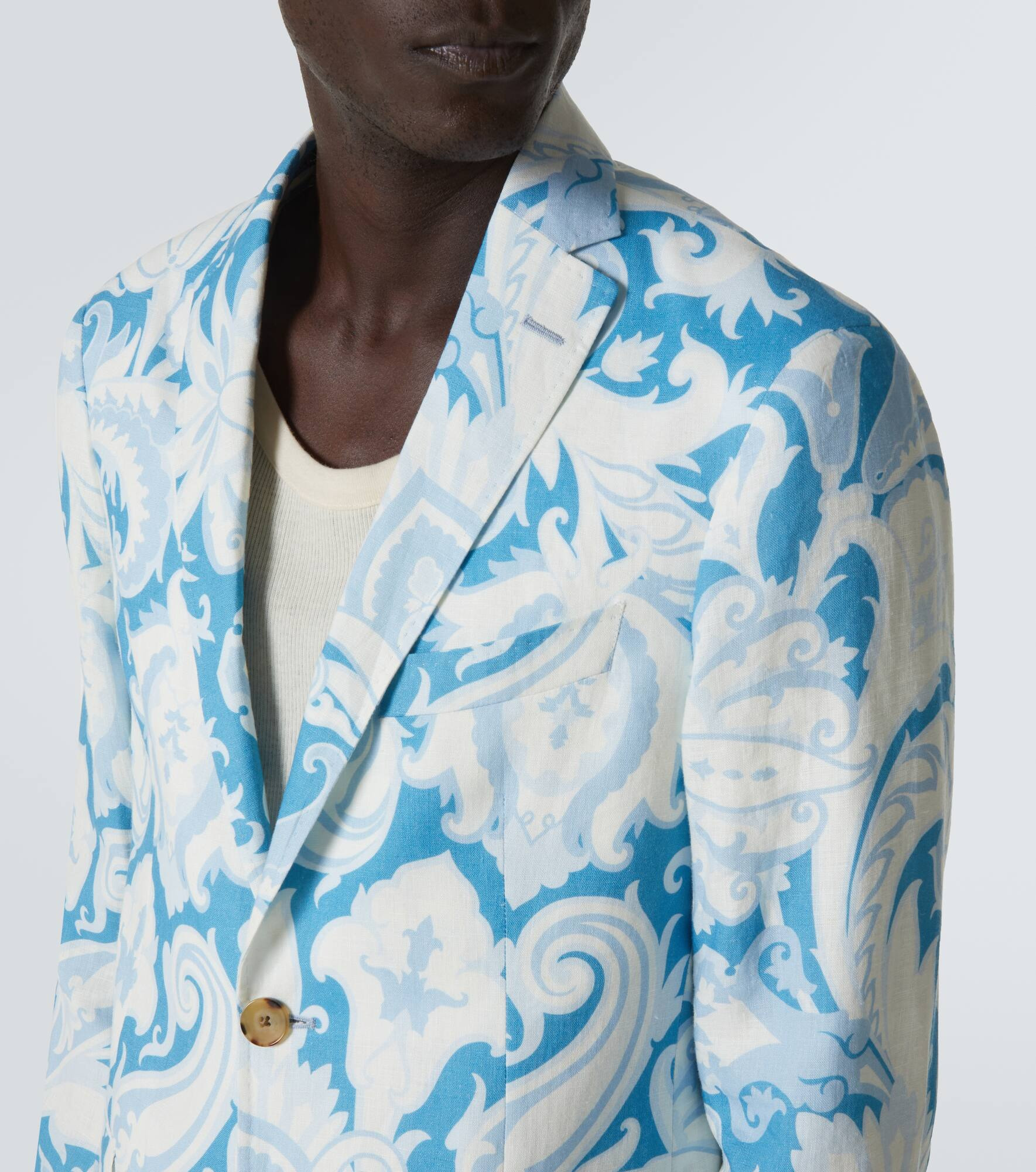 Printed single-breasted cotton blazer - 6