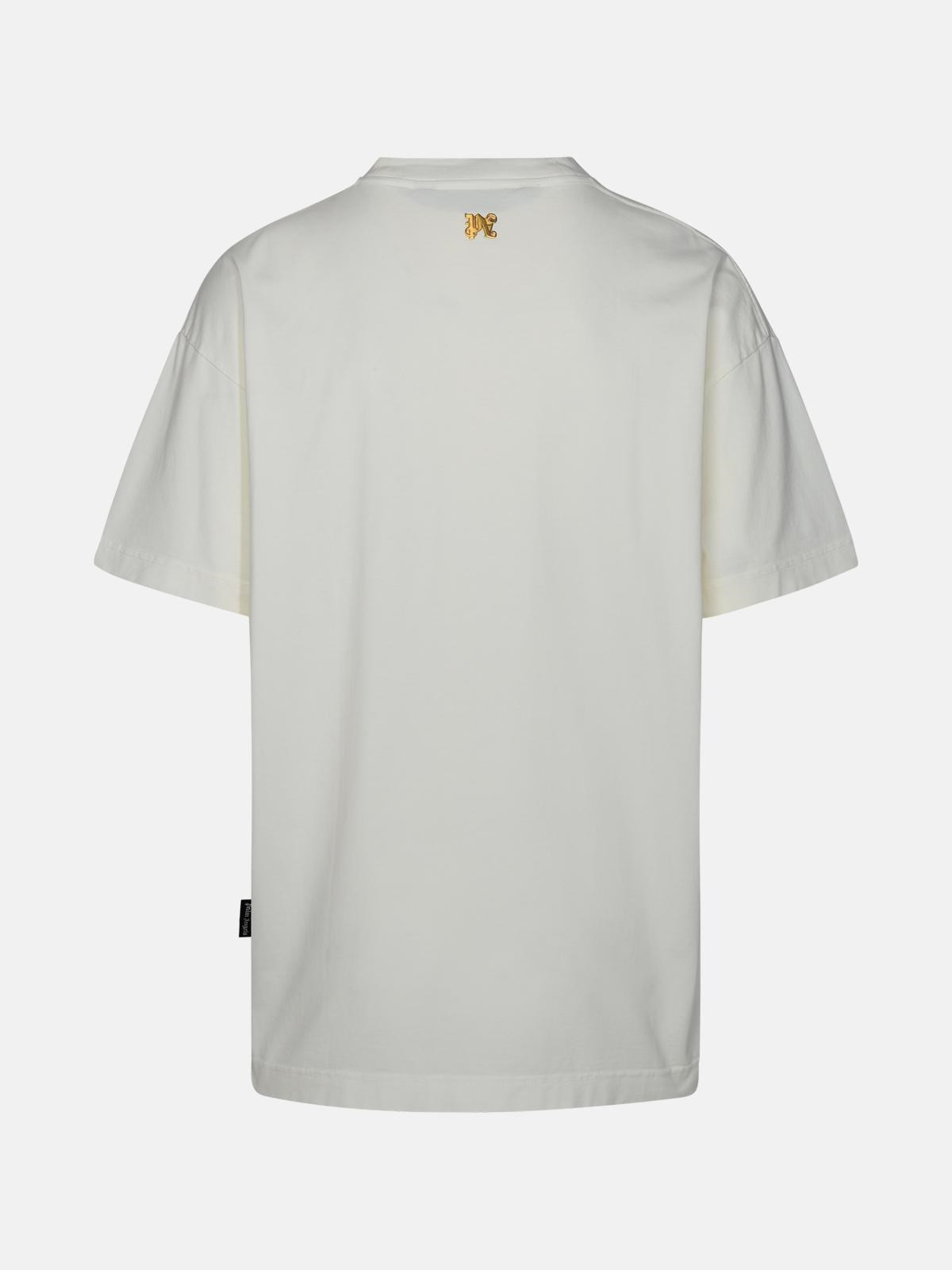 'BURNING MONOGRAM' WHITE COTTON T-SHIRT - 3