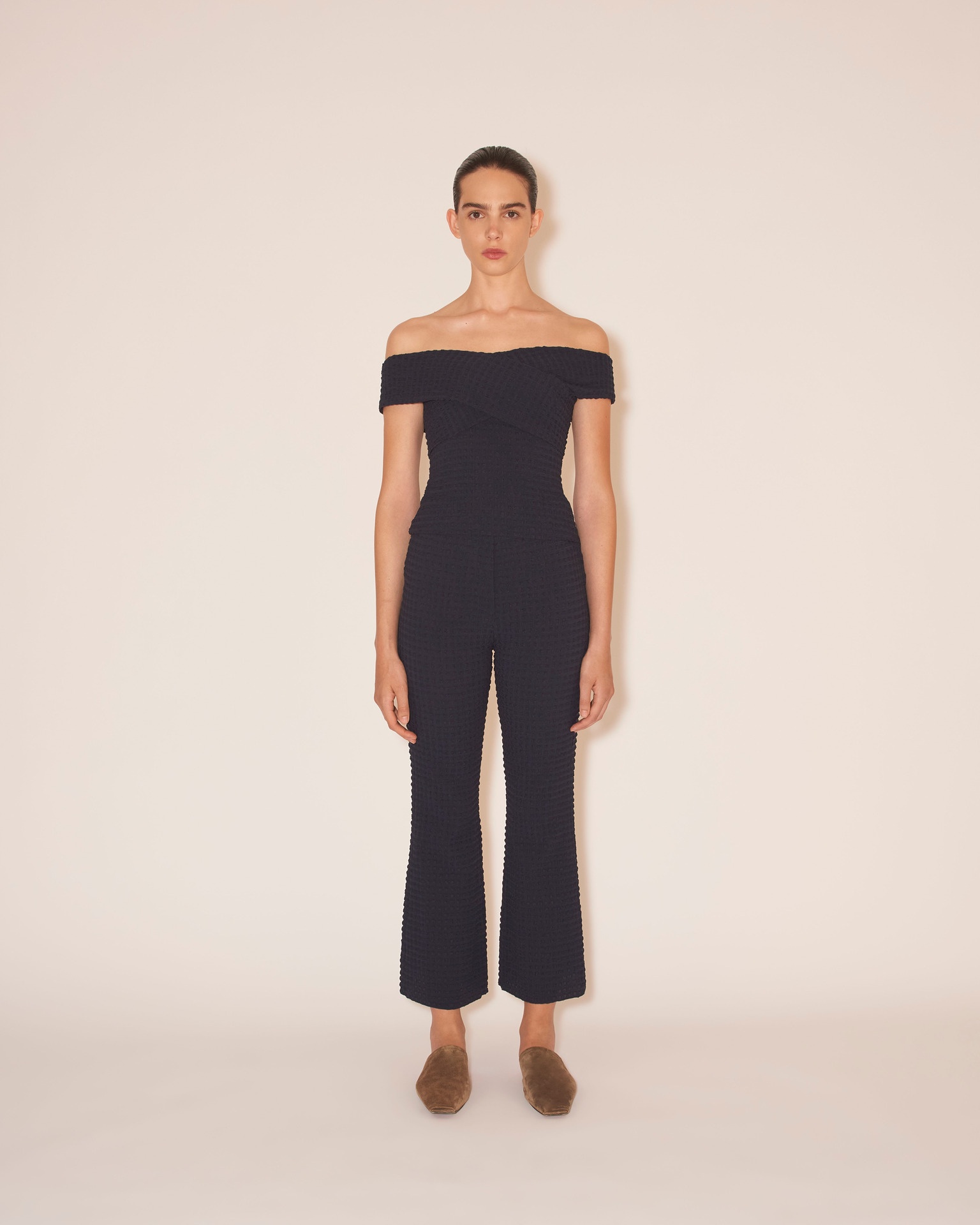 TESA - Cropped kick flare trouser - Navy - 2