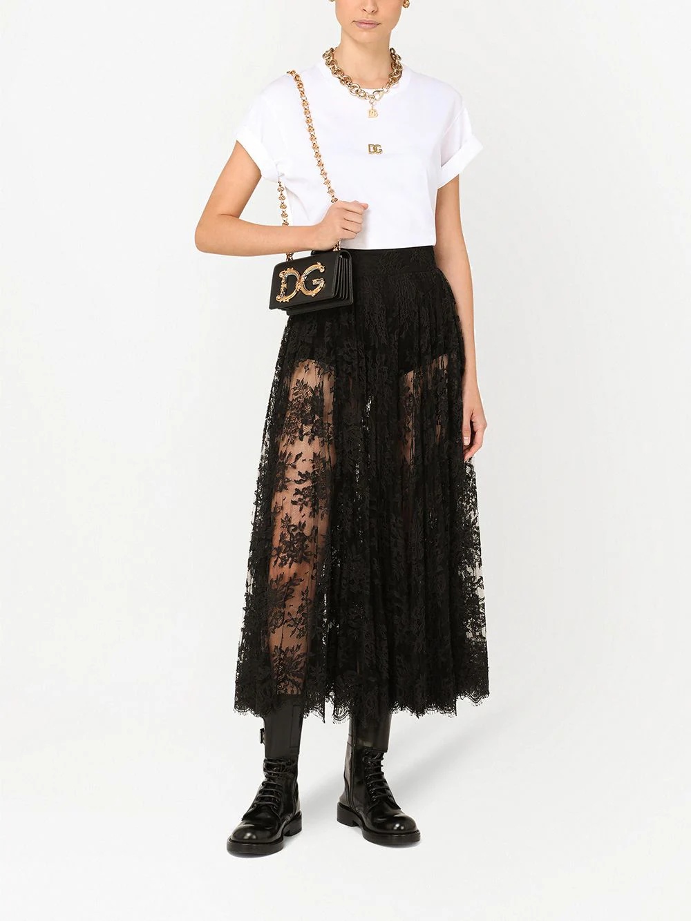 sheer lace midi skirt - 2