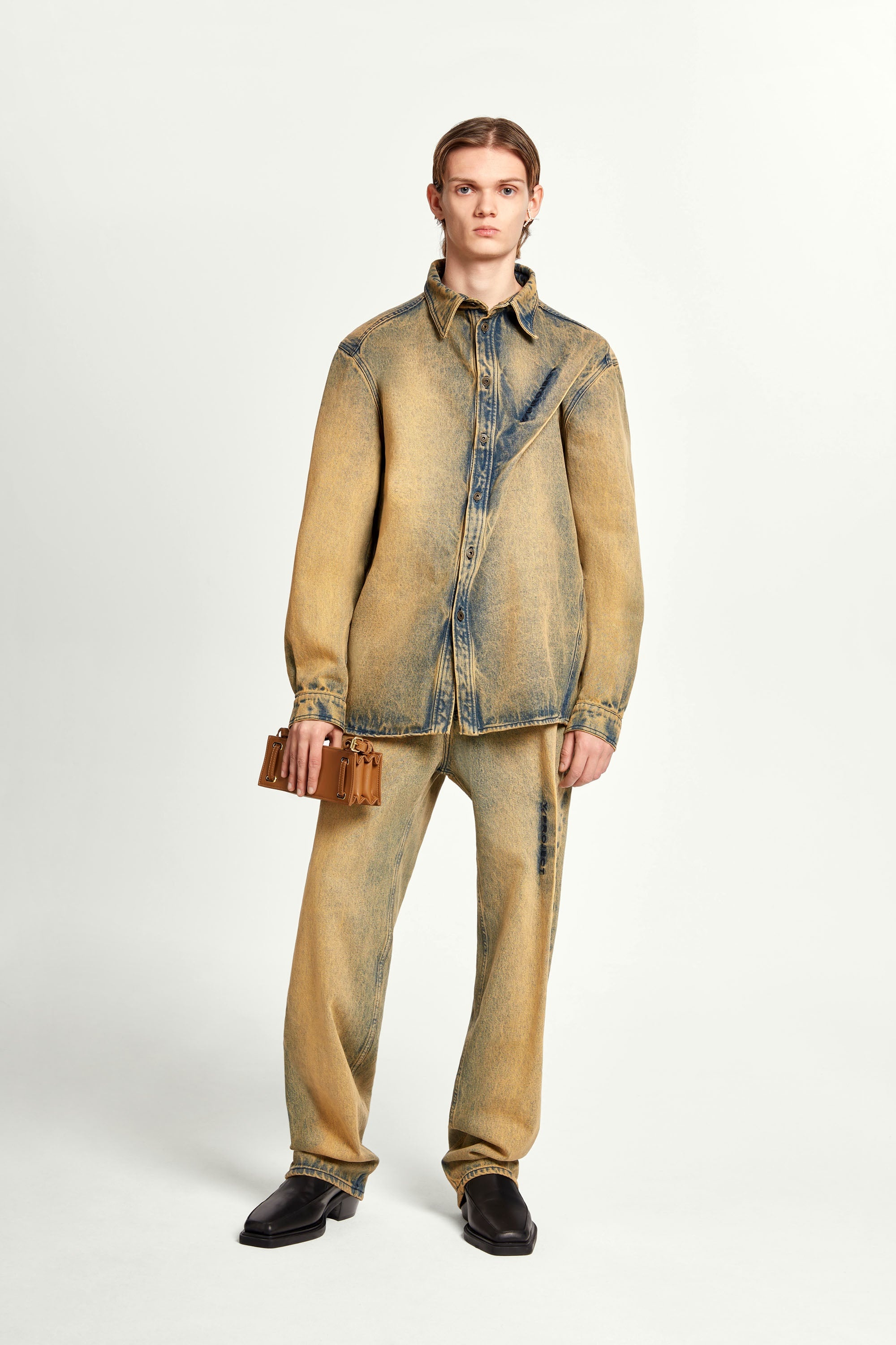 Pinched Logo Denim Shirt - 2