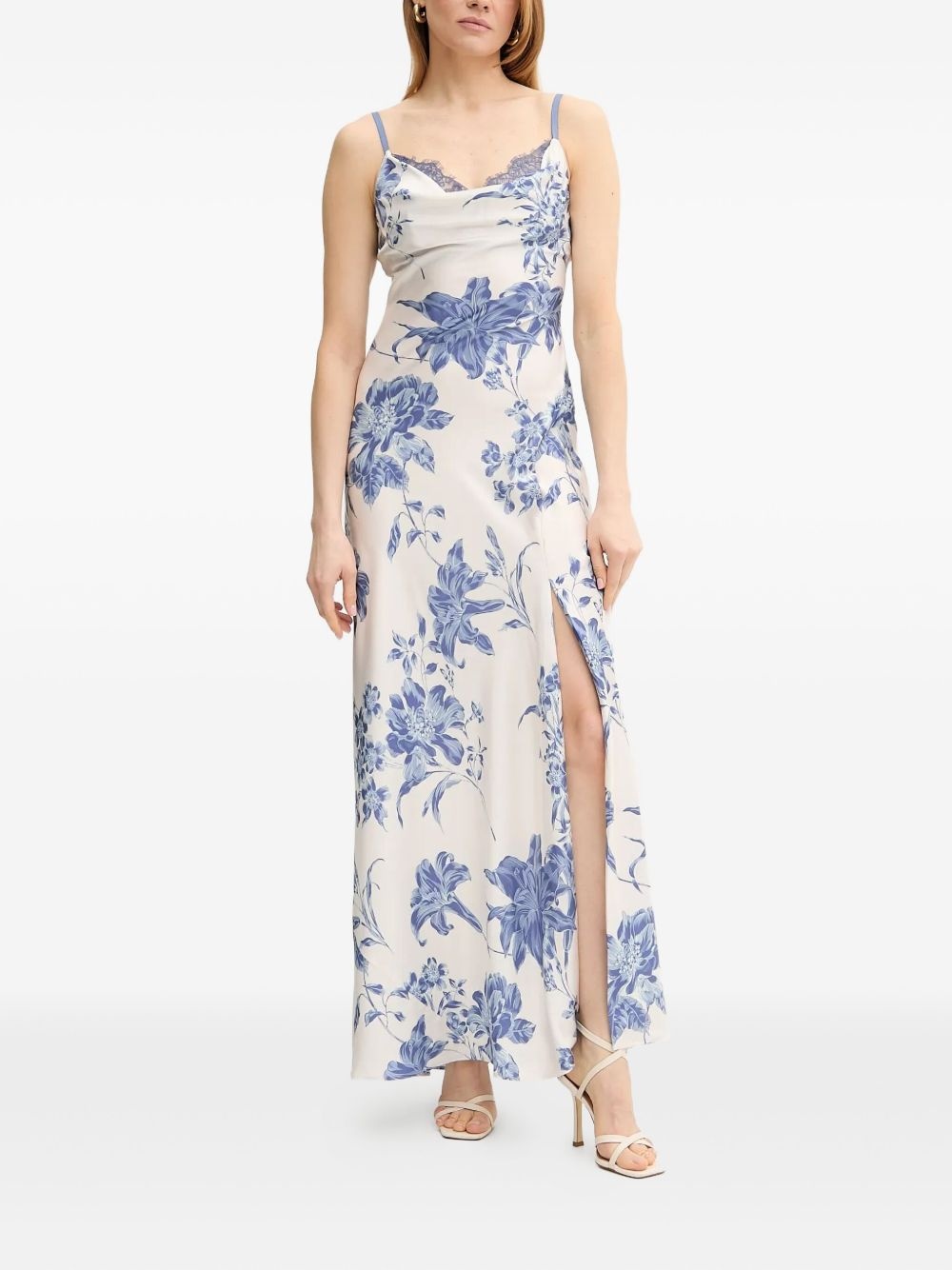 cowl-neck floral-print maxi dress - 2