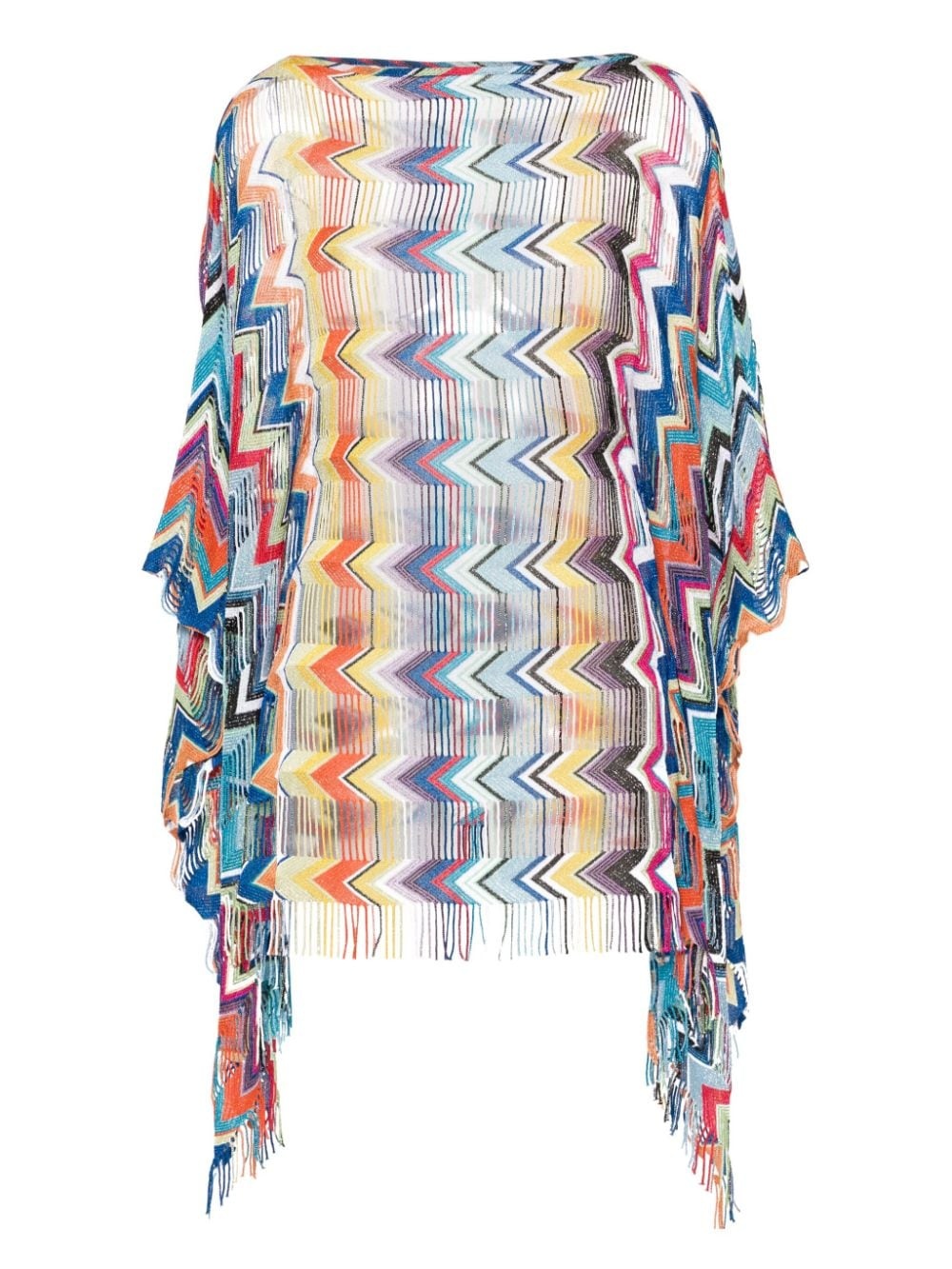 zigzag-pattern fringed kaftan - 1