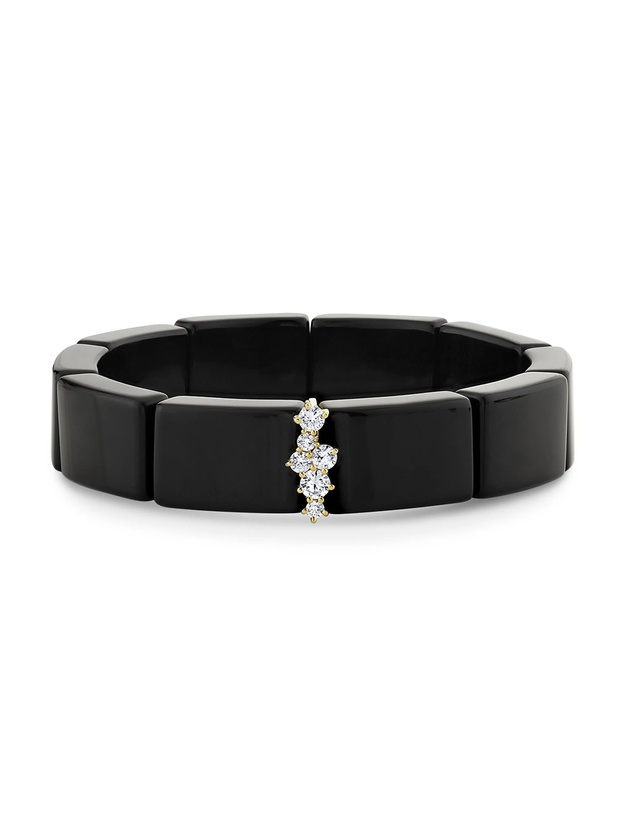 Women's 14K Yellow Gold, Black Onyx & 0.39 TCW Diamond Bracelet - Black - 1