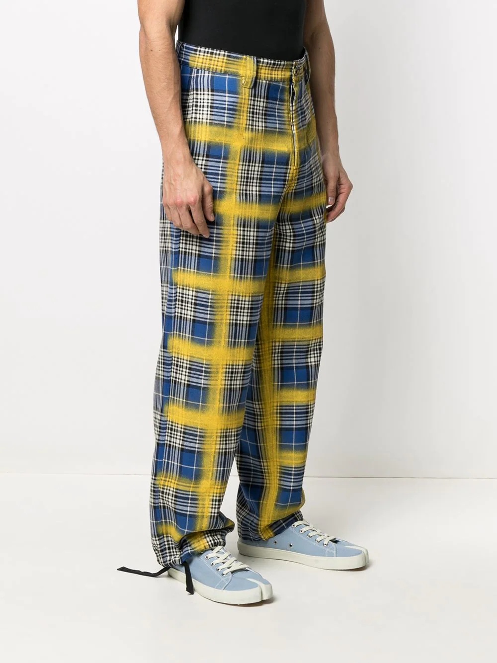 plaid straight-leg trousers - 3