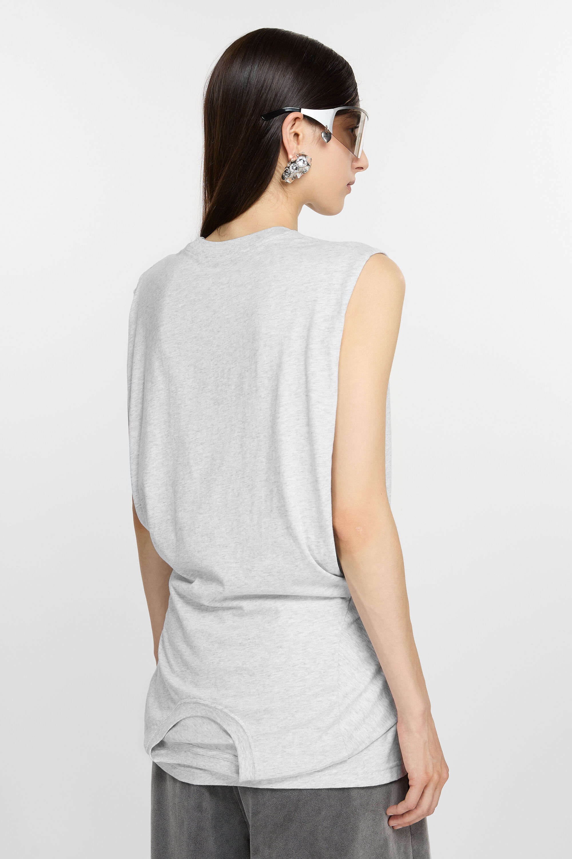 Layered t-shirt - Grey Melange - 3