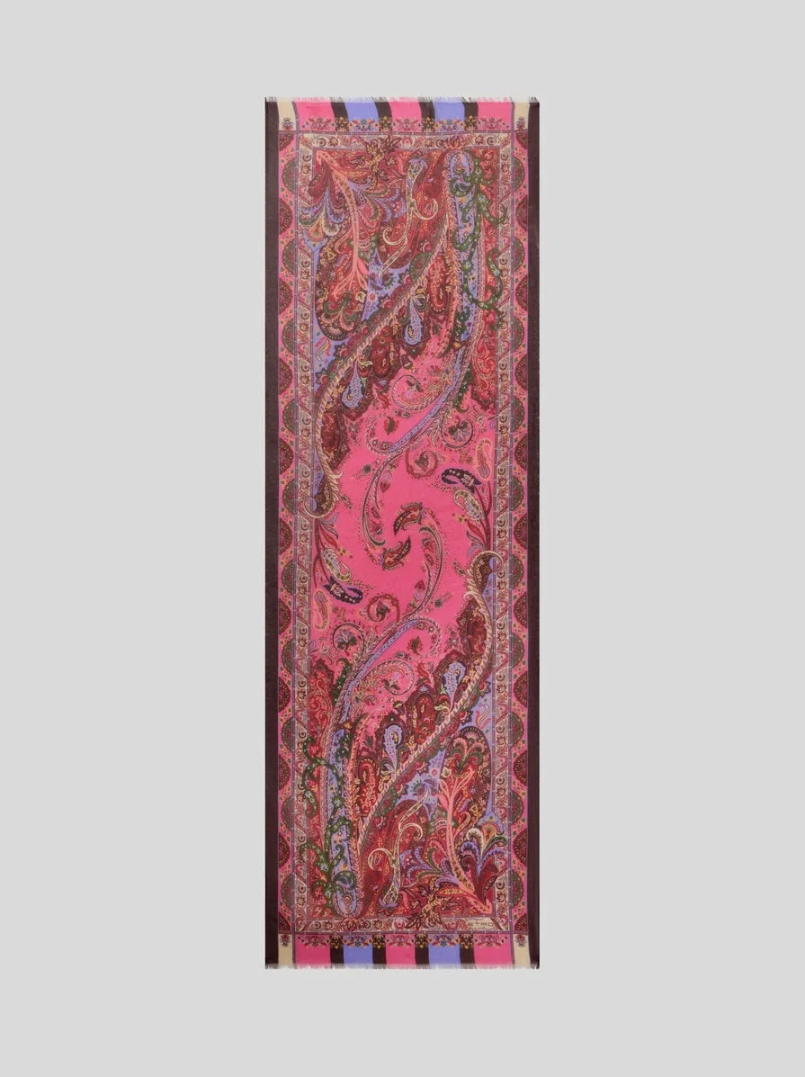 SILK SCARF WITH FLORAL LEAFY MOTIF - 1