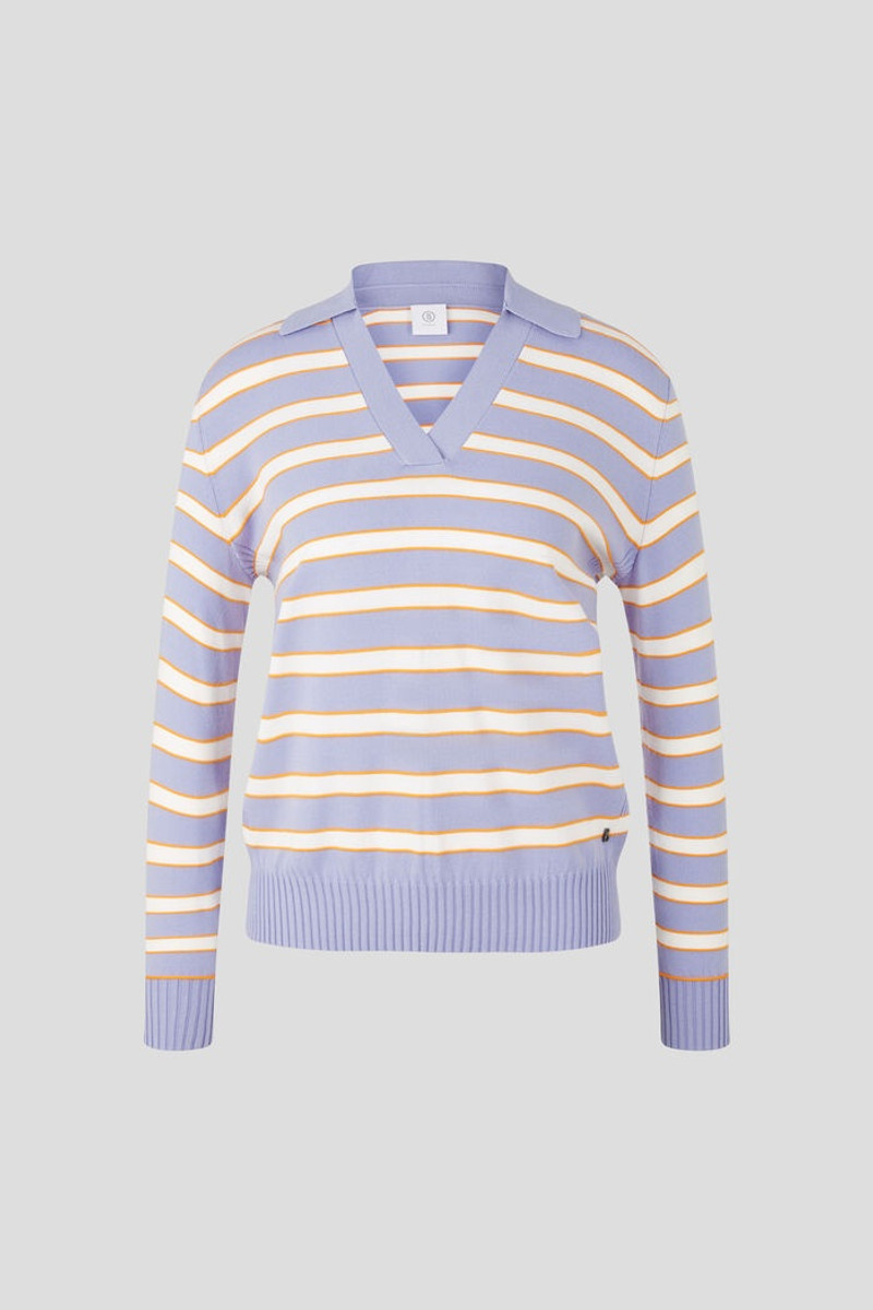 Alma Knitted pullover in Lilac/Off-white 1