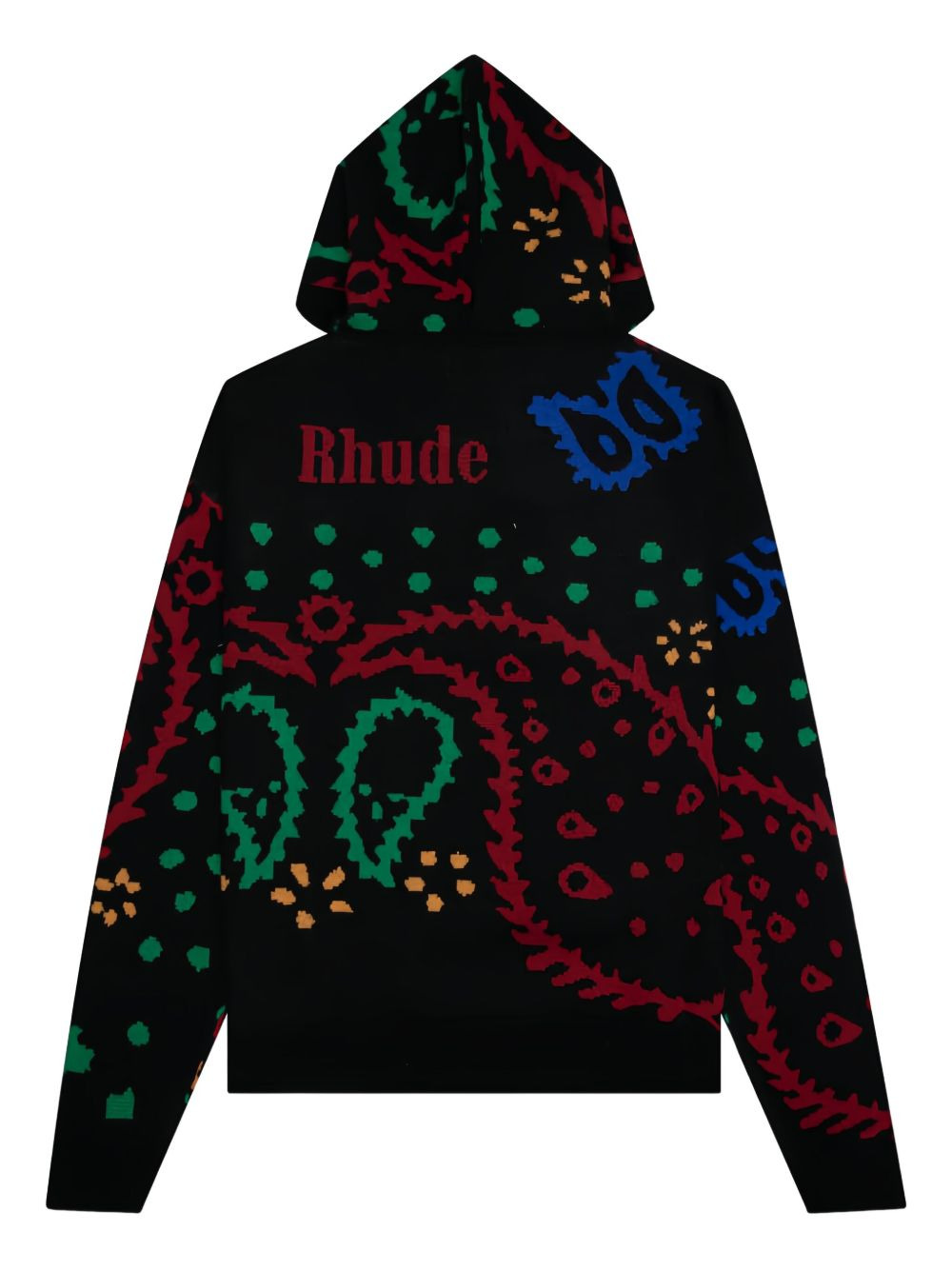 paisley-pattern knitted hoodie - 2