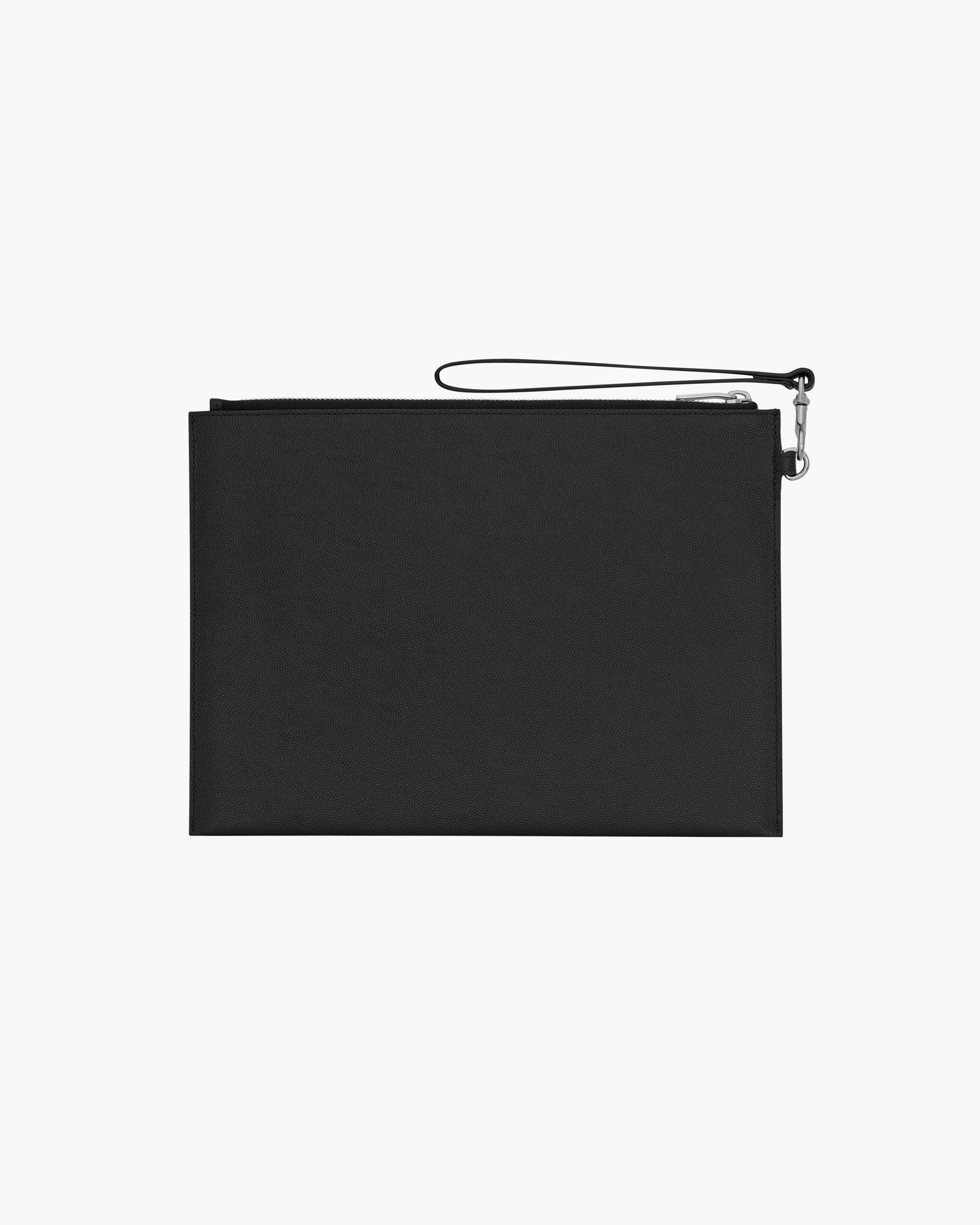 SAINT LAURENT PARIS ZIPPED TABLET HOLDER IN GRAIN DE POUDRE-LEATHER - 2