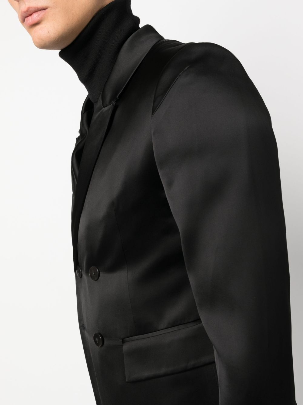 double-breasted satin-finish midi coat - 5