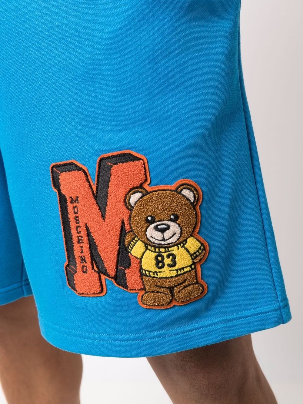 flocked bear logo shorts - 5