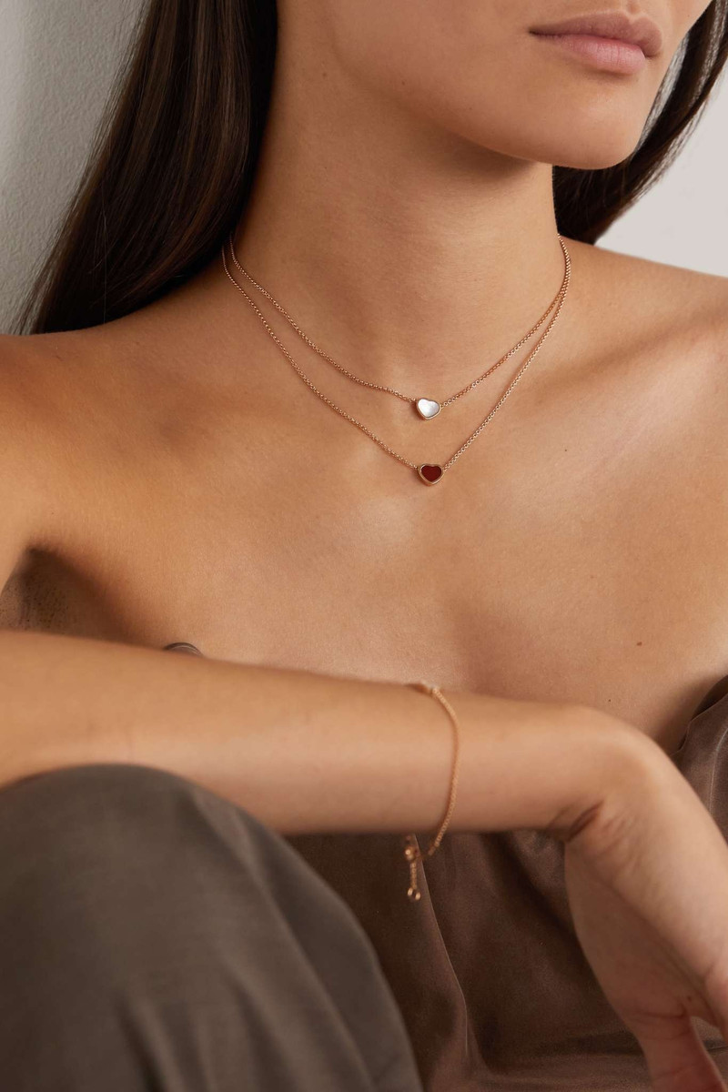 My Happy Hearts 18-karat rose gold mother-of-pearl necklace 5