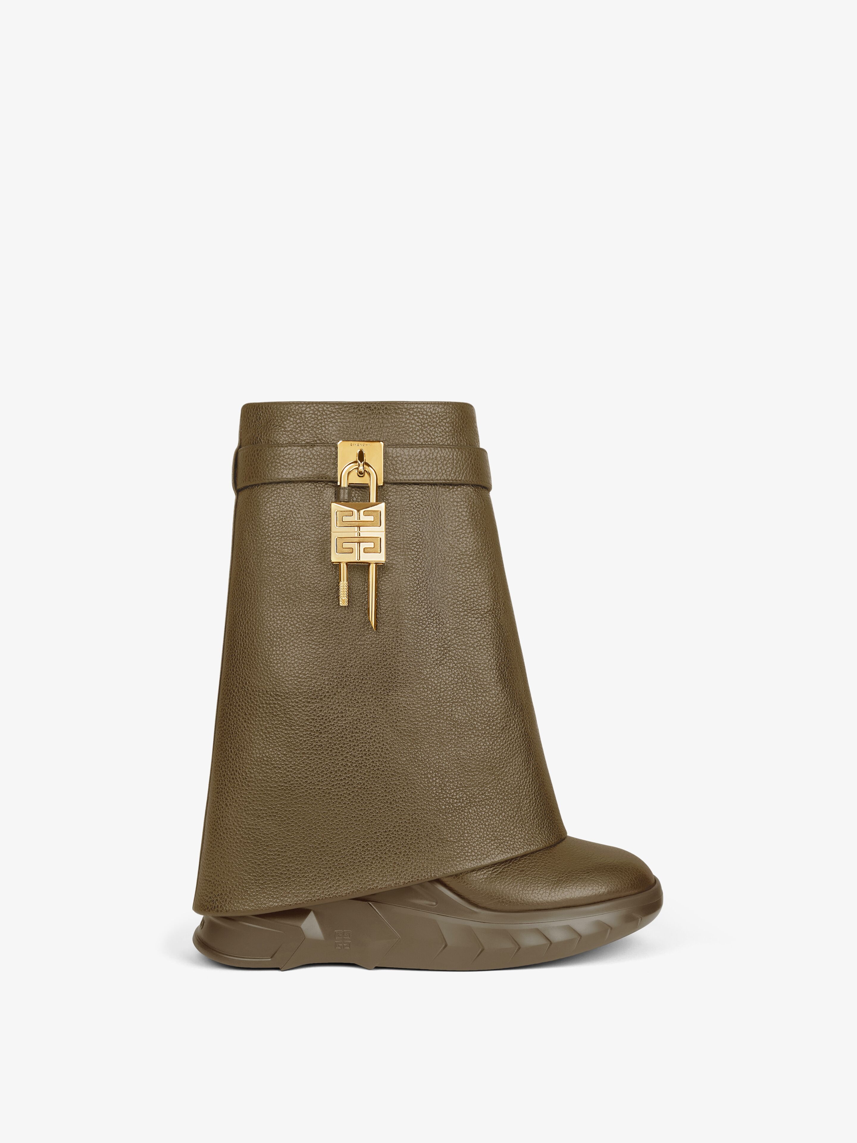 SHARK LOCK BIKER ANKLE BOOTS IN GRAINED LEATHER - 1