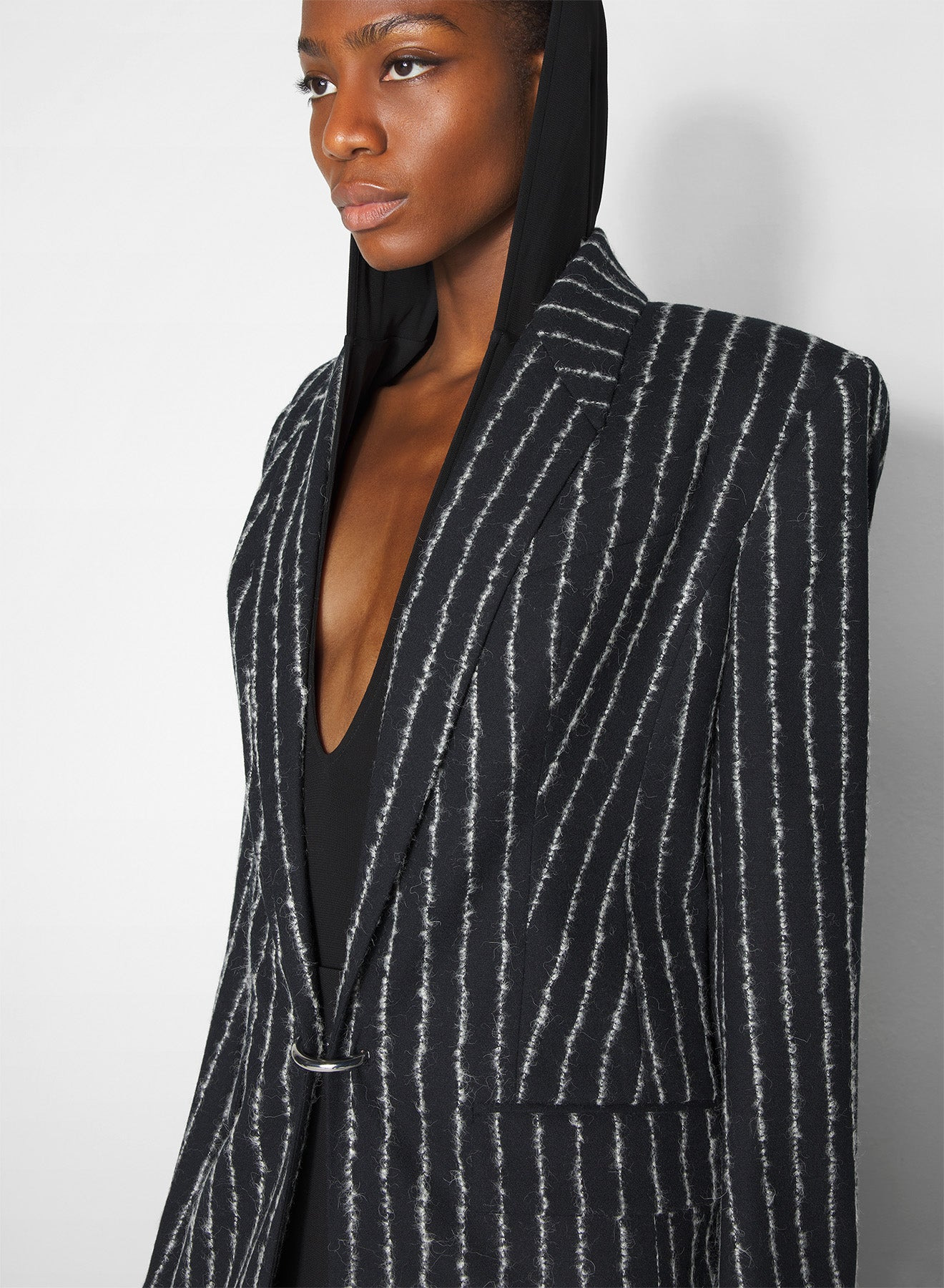 pinstripe pierced tailored coat - 3