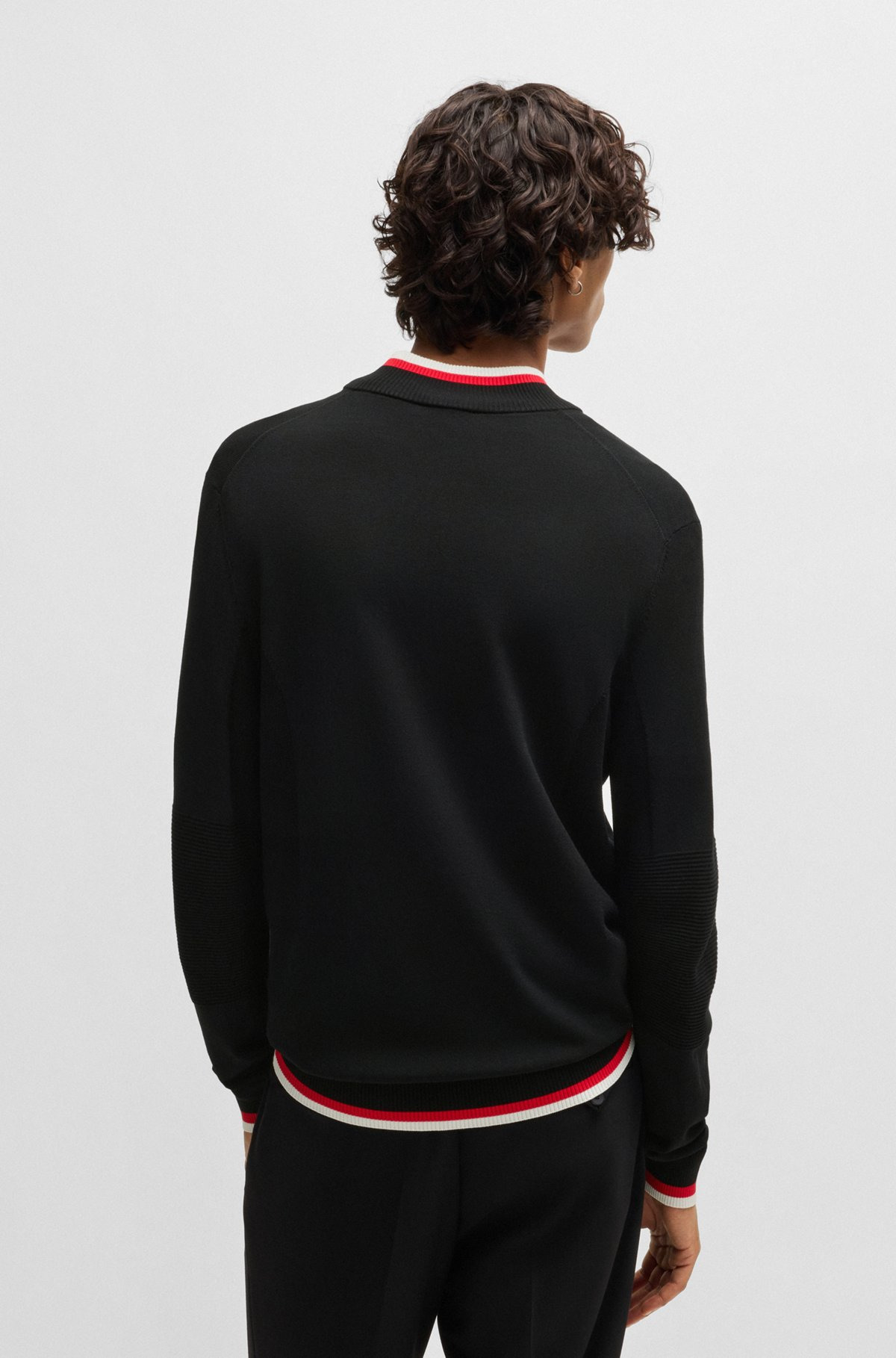 ZIP-NECK SWEATER WITH CONTRAST TIPPING - 5