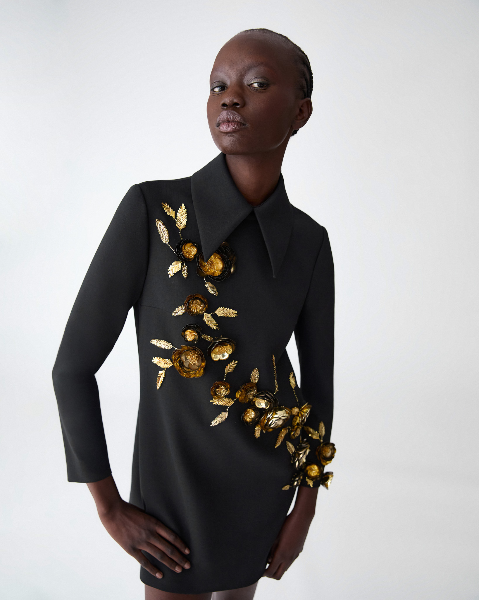 Floral-Embroidered Shift Mini Dress - 2