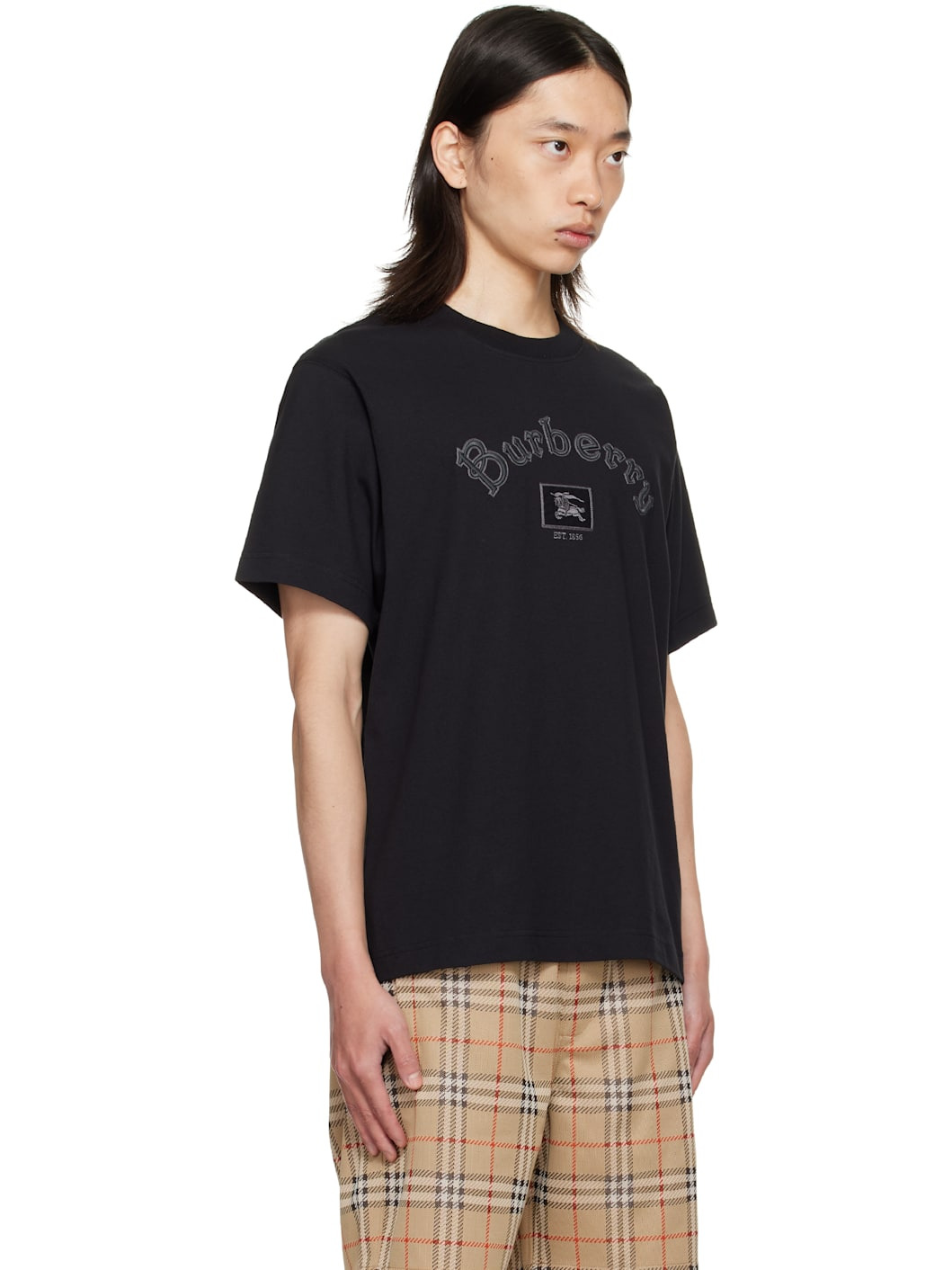 Black Gothic Logo Cotton T-shirt - 2