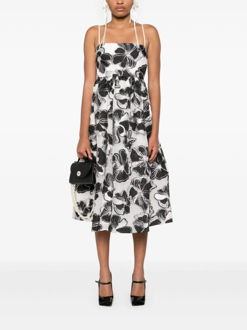 STINE GOYA Anemone-jacquard voluminous midi dress outlook