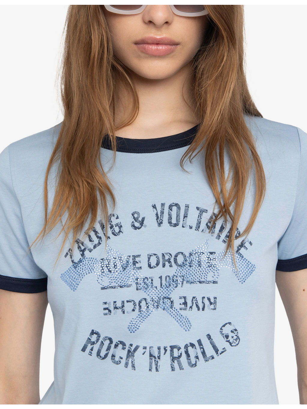 Rhinestone-Embellished Short-Sleeve Cotton T-Shirt - 5