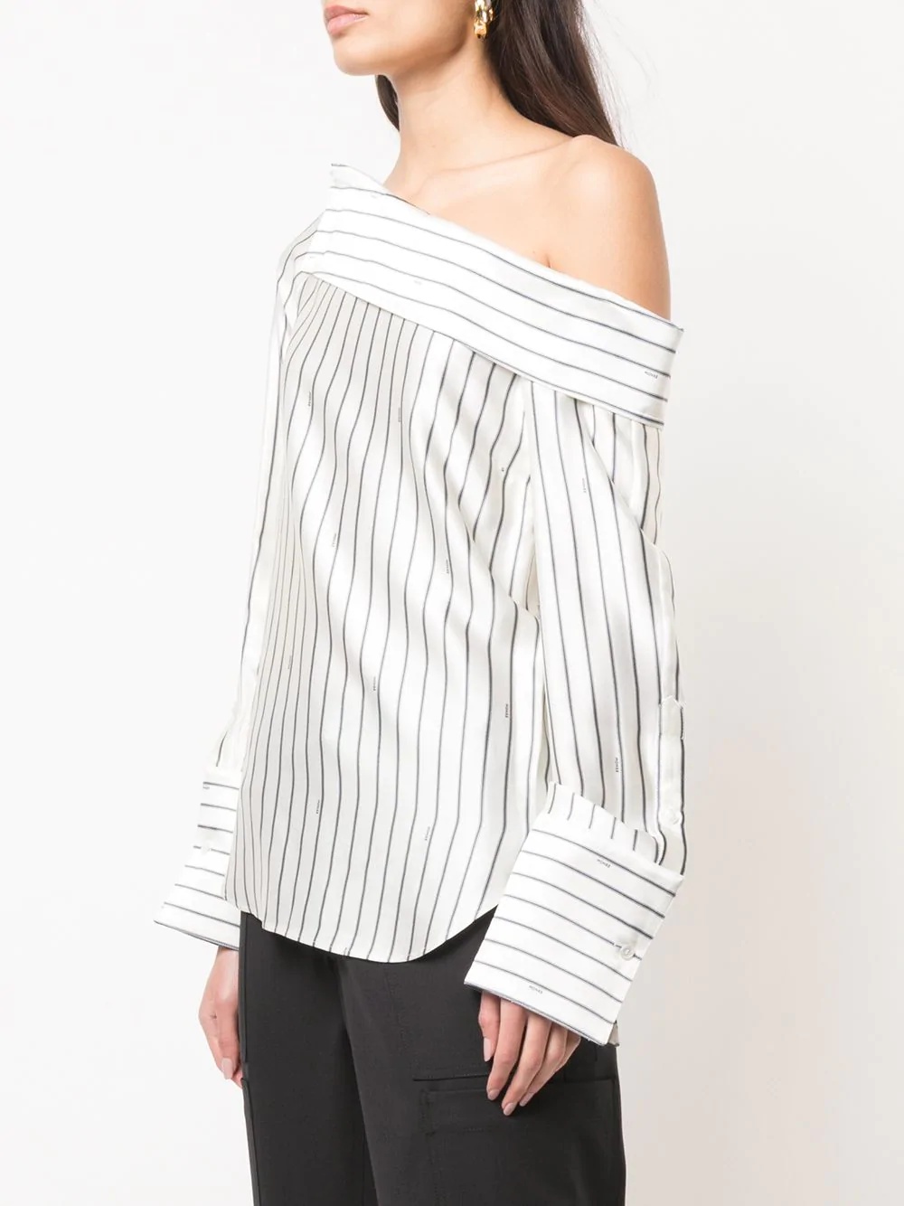 off shoulder pinstripe shirt - 3