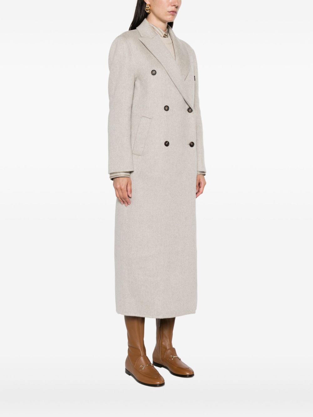 double-breasted cashmere coat - 3