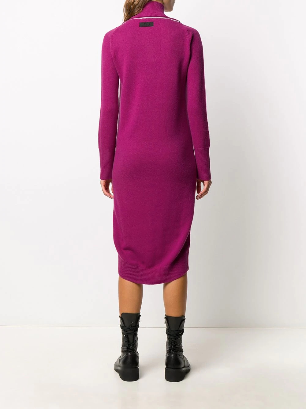 zip reveal roll neck knit dress - 4