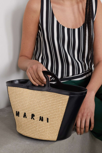 Marni Tropicalia small embroidered raffia and leather tote outlook